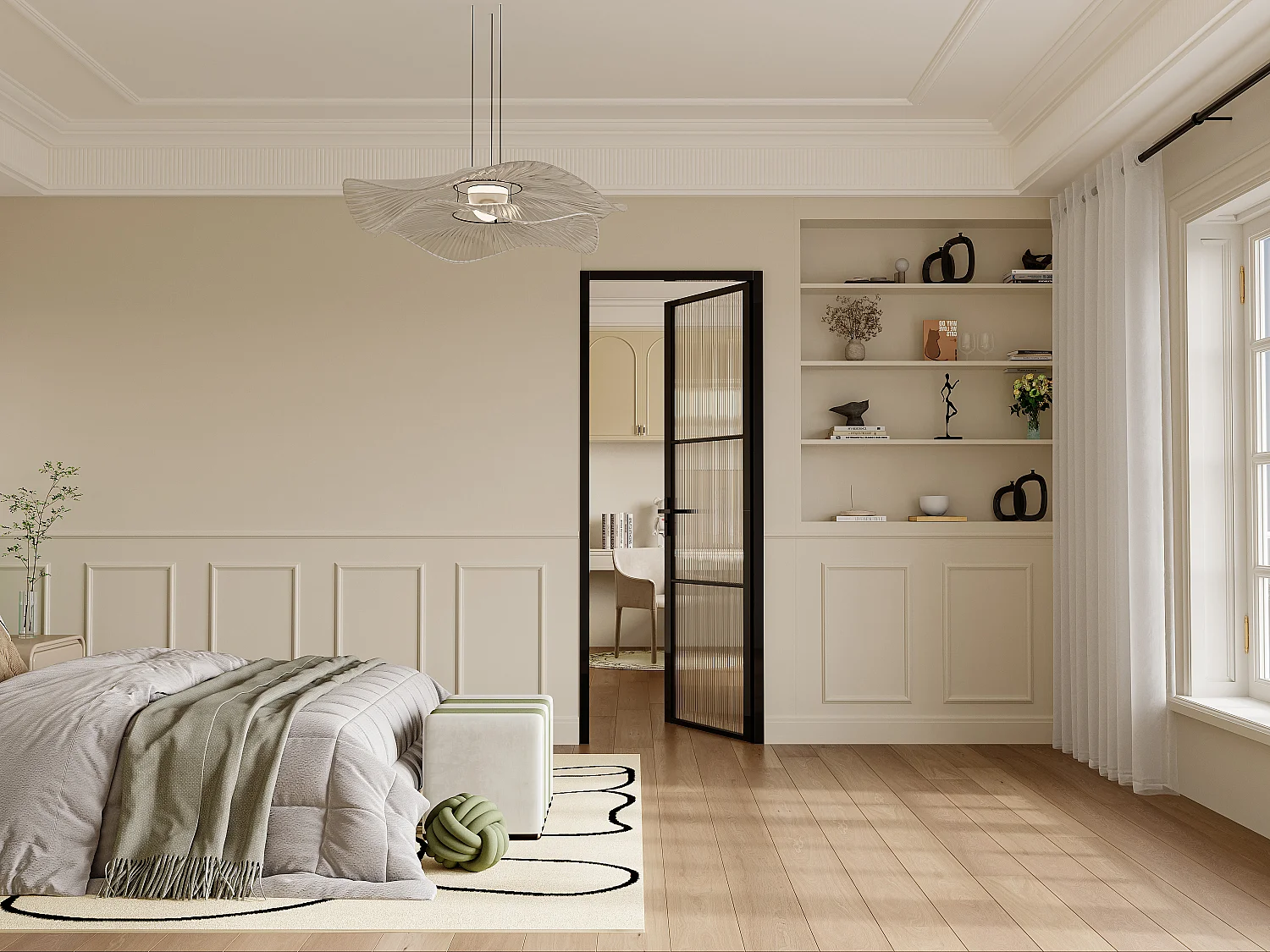 Bloc porte réversible en aluminium et verre texturé - H204 x L73 cm - Noir - MASERU