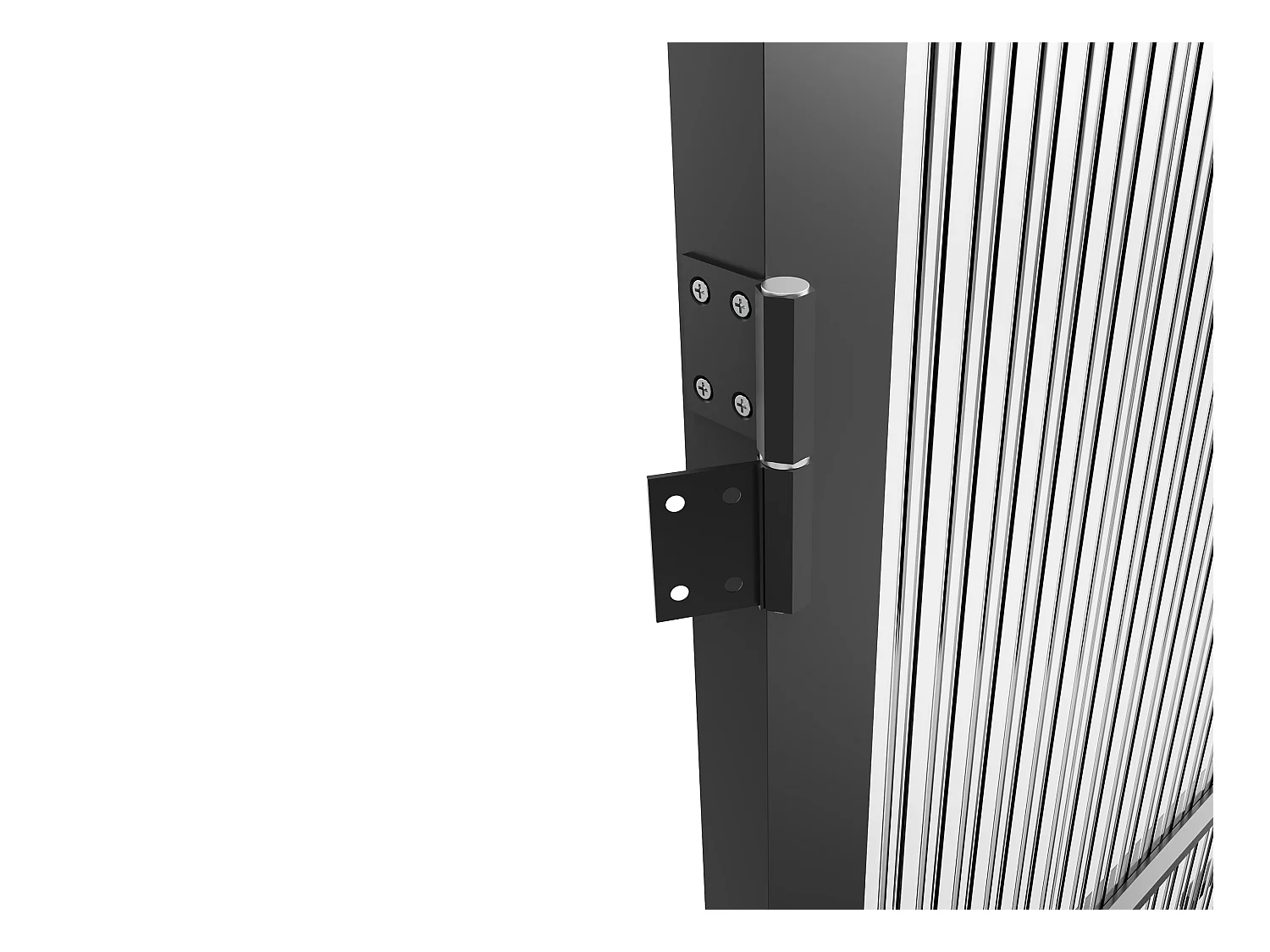 Tür-Set - wendbar - Aluminium & Glas strukturiert - 204 x 83 cm - Schwarz - MASERU