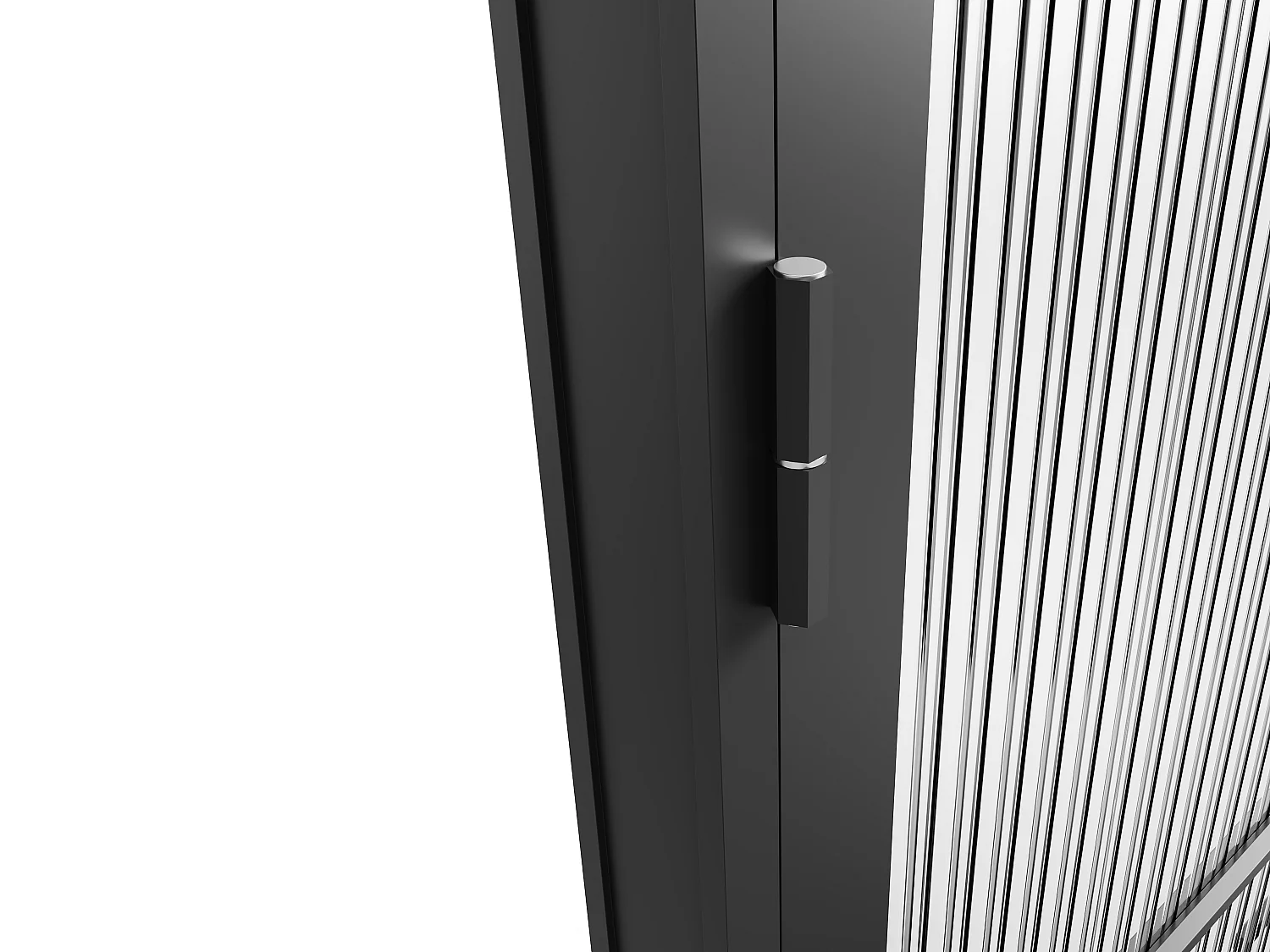 Tür-Set - wendbar - Aluminium & Glas strukturiert - 204 x 83 cm - Schwarz - MASERU