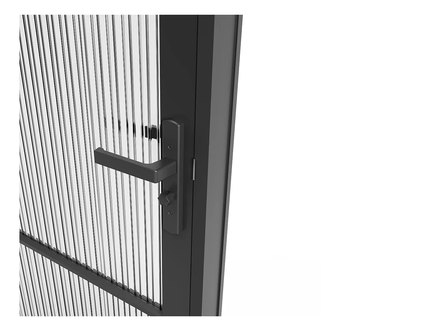 Tür-Set - wendbar - Aluminium & Glas strukturiert - 204 x 83 cm - Schwarz - MASERU