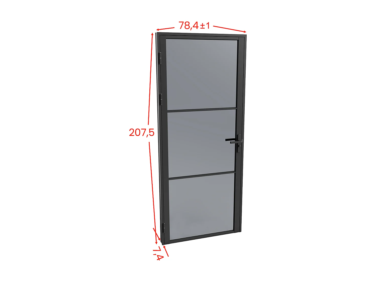 Bloc porte réversible en aluminium et verre trempé fumé - H204 x L73 cm - Noir - MASERU
