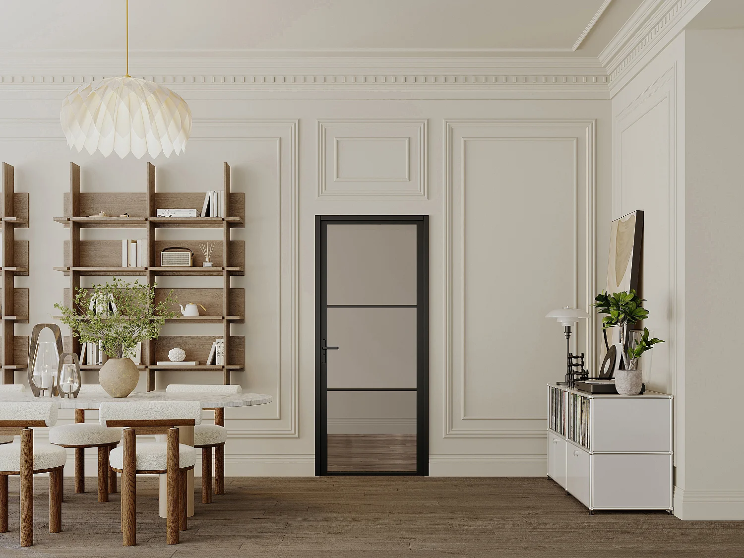 Omkeerbare deur van aluminium en gerookt glas - H204 x B83 cm - Zwart - MASERU