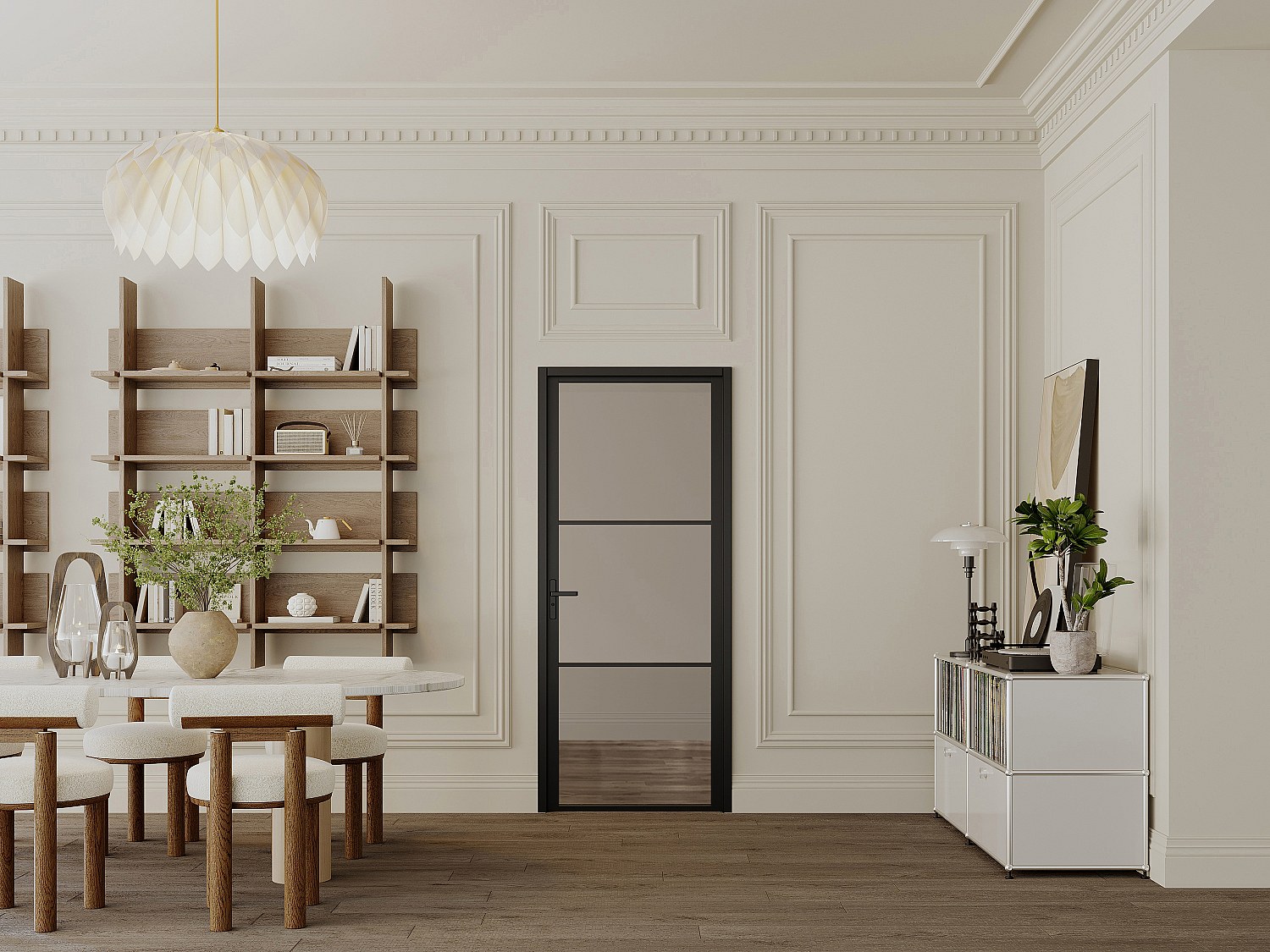 Vente-unique Tür-Set - Wendbar - Aluminium & Rauchglas - 204 X 83 Cm - Schwarz - Maseru