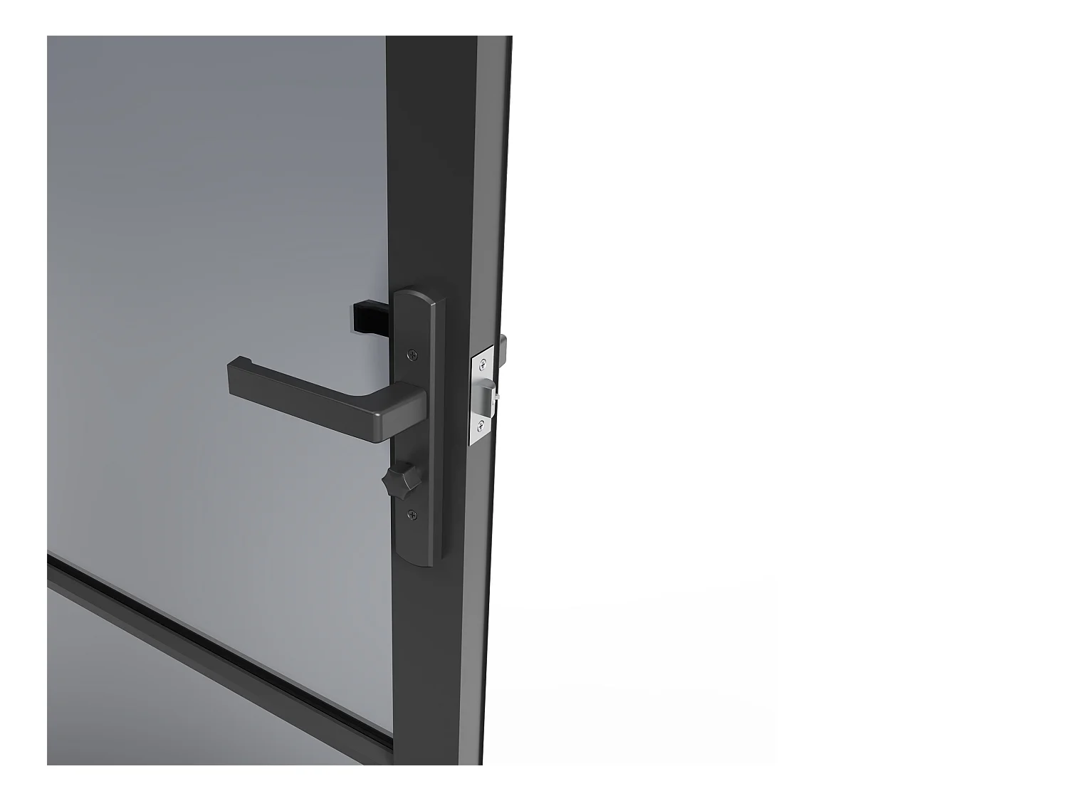 Bloc porte réversible en aluminium et verre trempé fumé - H204 x L93 cm - Noir - MASERU