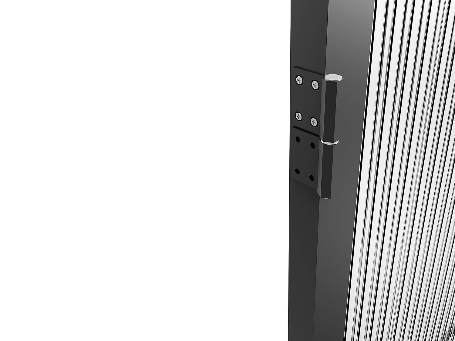 Tür-Set - wendbar - Aluminium & strukturiertes Sicherheitsglas - 204 x 73 cm - Schwarz - LOXTON