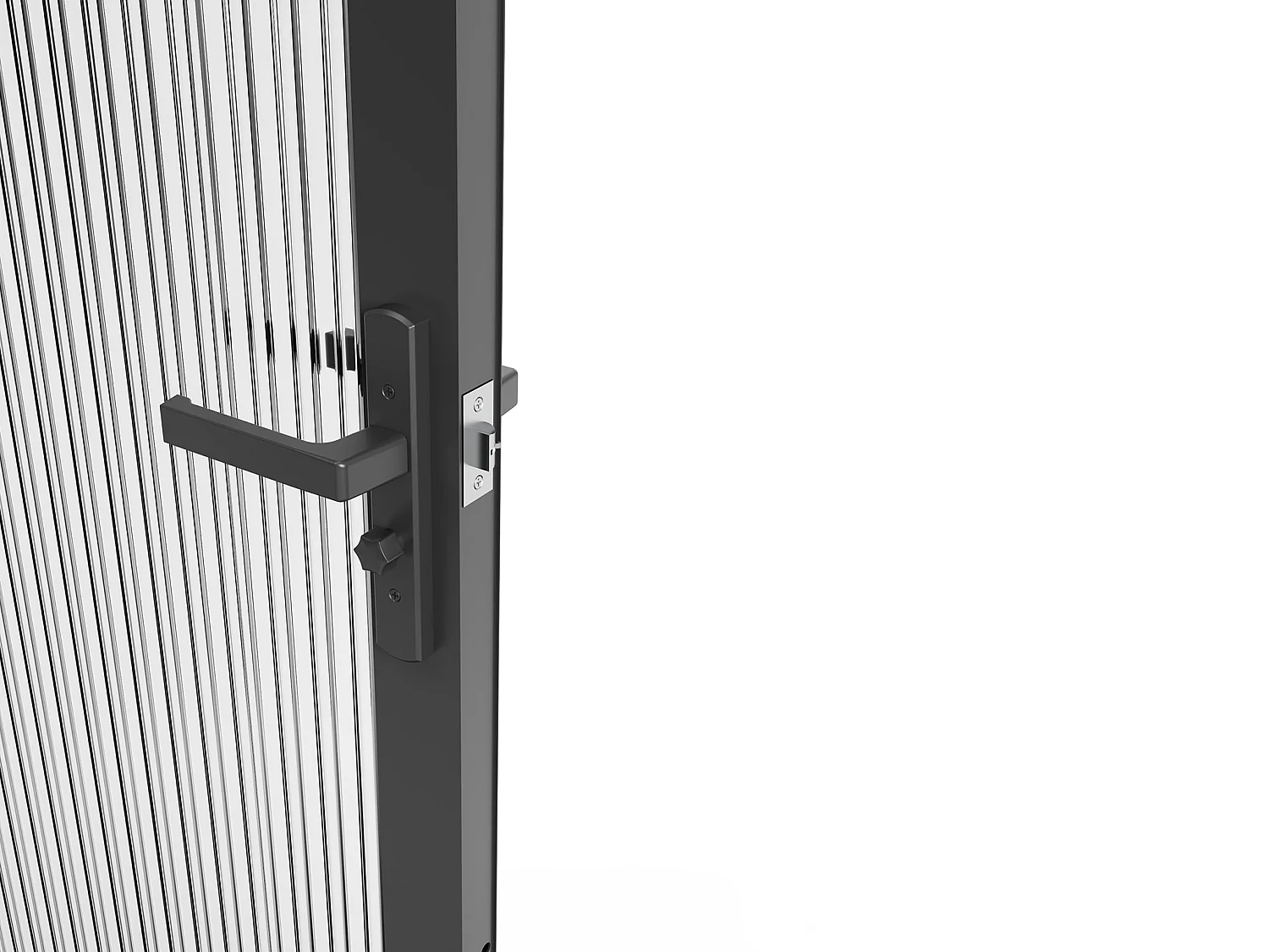 Bloc porte réversible en aluminium et verre trempé texturé - H204 x L83 cm - Noir - LOXTON