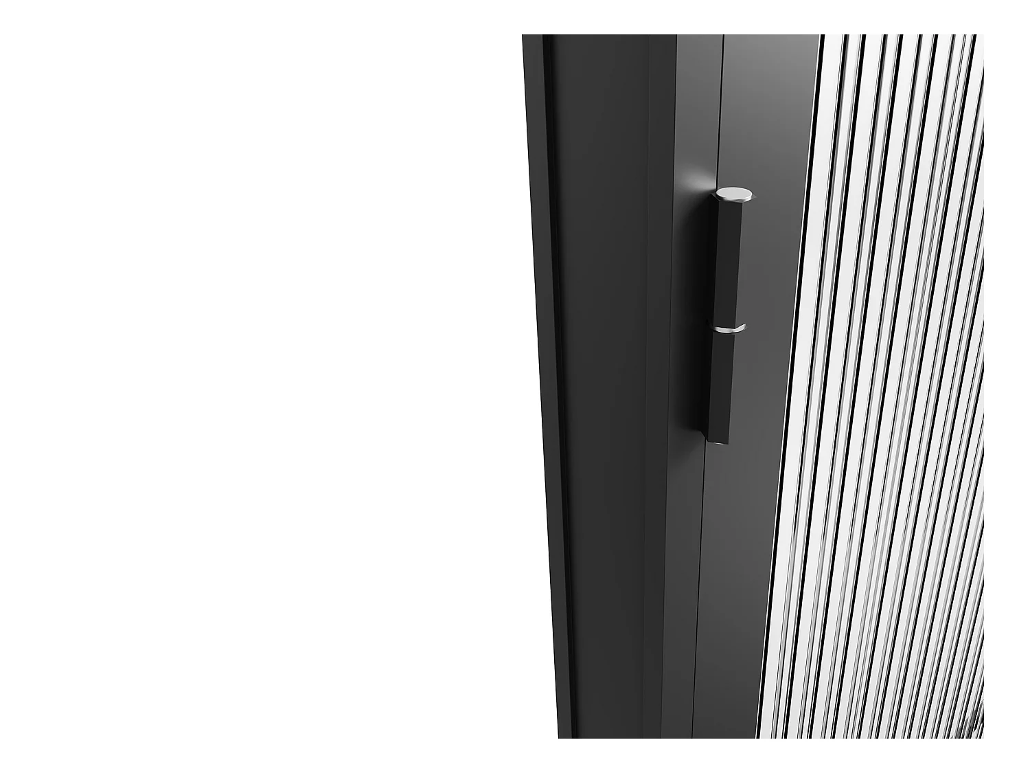 Bloc porte réversible en aluminium et verre trempé texturé - H204 x L83 cm - Noir - LOXTON