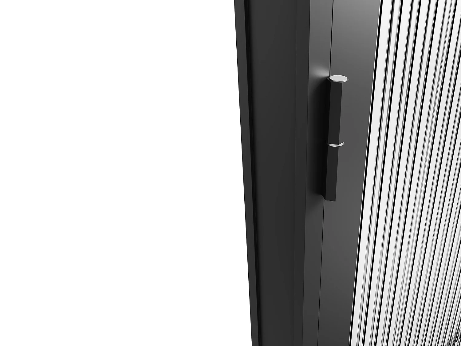 Drzwi kompletne dwustronne z aluminium i teksturowanego szkła hartowanego - wys. 204 x szer. 83 cm - Czarny - LOXTON