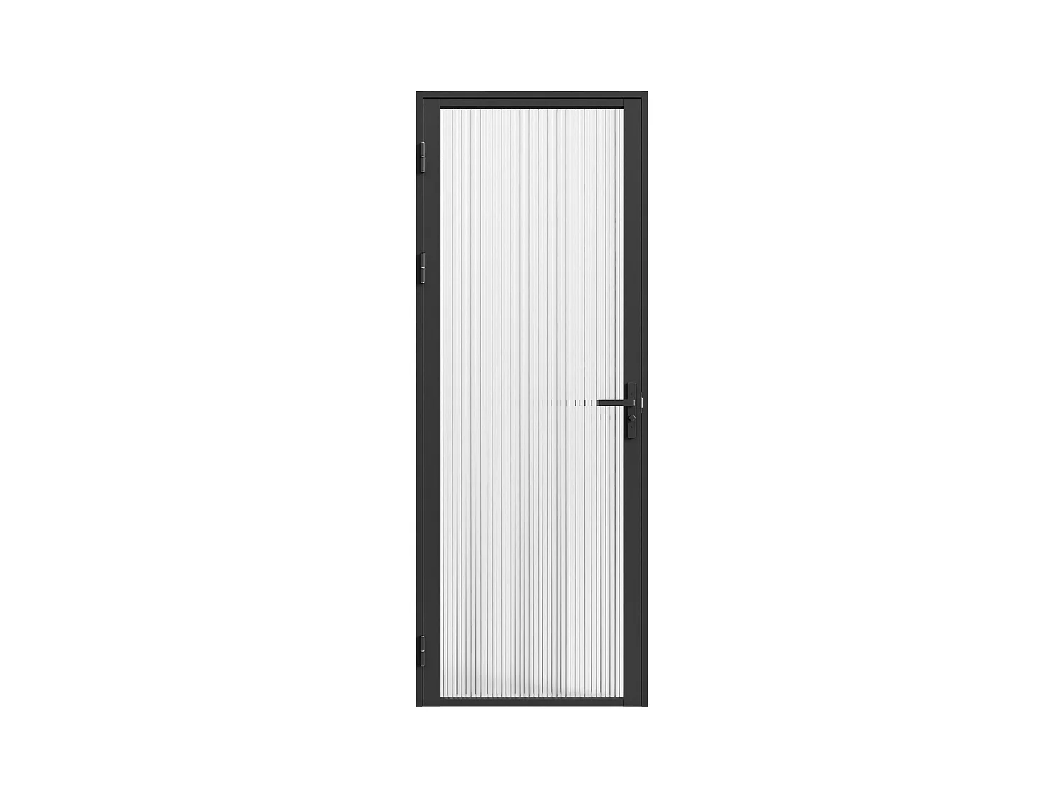 Tür-Set - wendbar - Aluminium & strukturiertes Sicherheitsglas - 204 x 93 cm - Schwarz - LOXTON