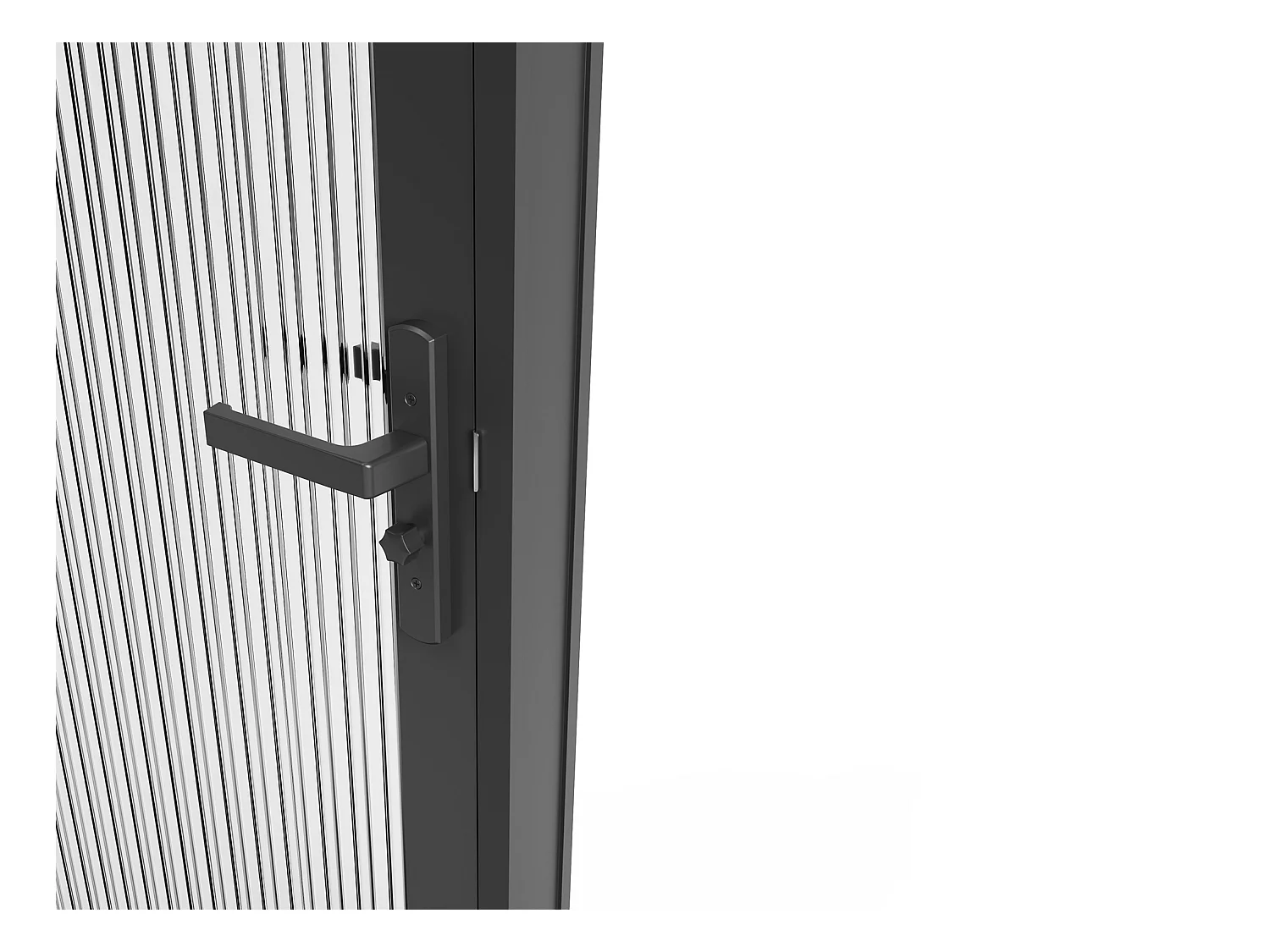 Tür-Set - wendbar - Aluminium & strukturiertes Sicherheitsglas - 204 x 93 cm - Schwarz - LOXTON
