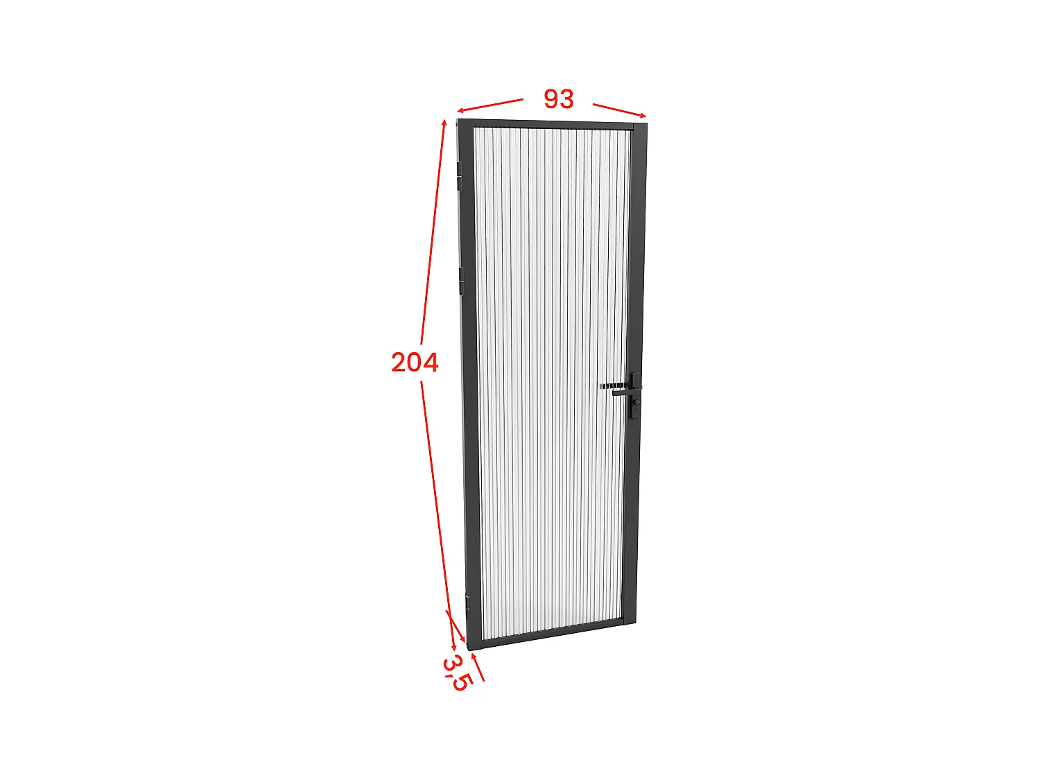 Tür-Set - wendbar - Aluminium & strukturiertes Sicherheitsglas - 204 x 93 cm - Schwarz - LOXTON