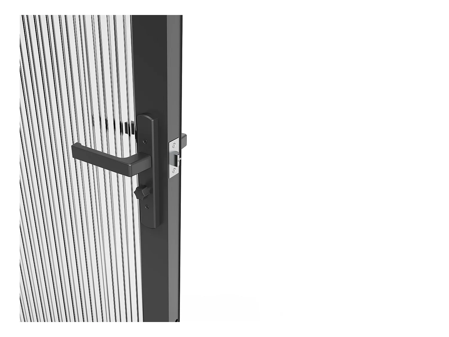Tür-Set - wendbar - Aluminium & strukturiertes Sicherheitsglas - 204 x 93 cm - Schwarz - LOXTON