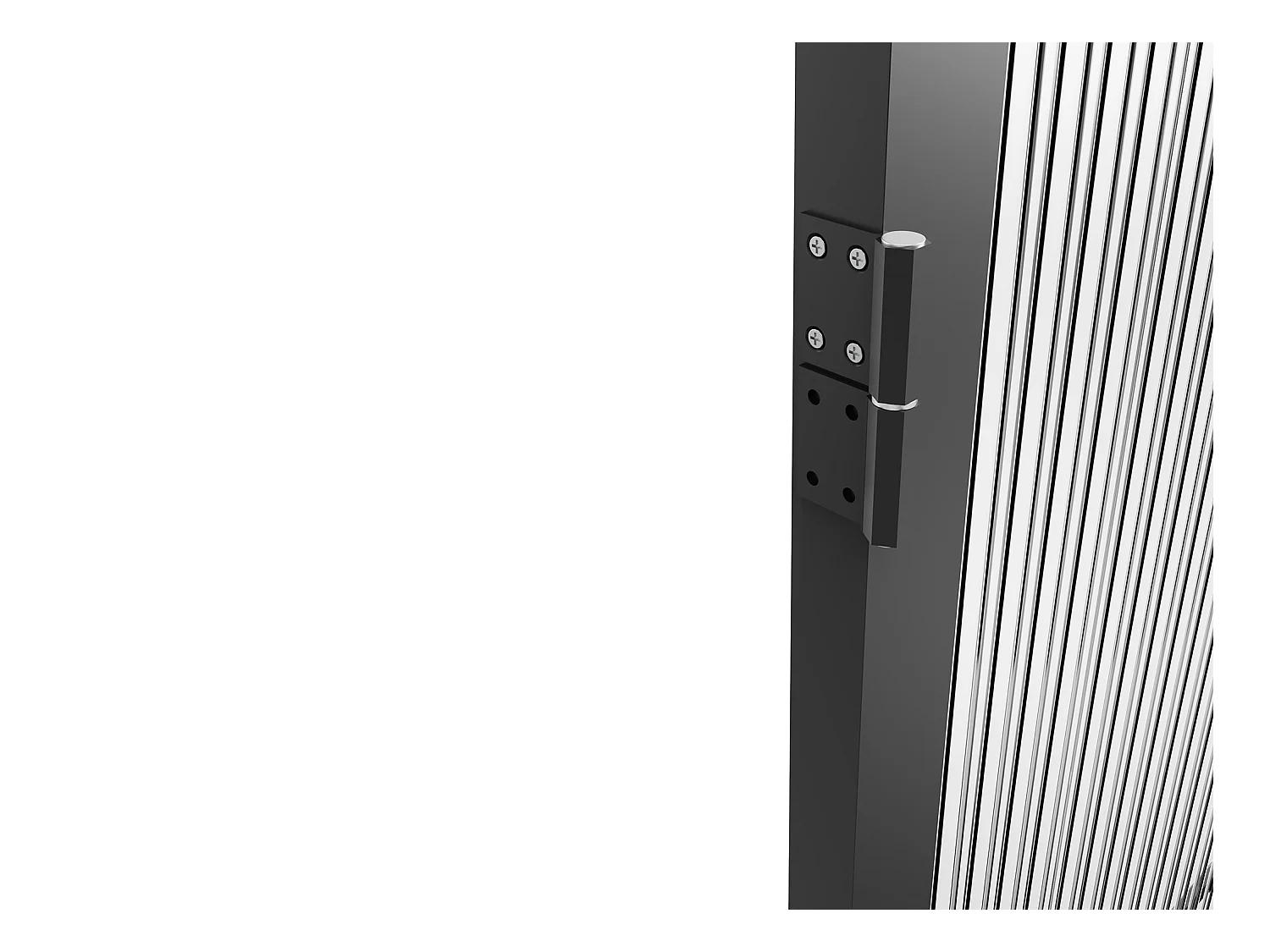 Tür-Set - wendbar - Aluminium & strukturiertes Sicherheitsglas - 204 x 93 cm - Schwarz - LOXTON