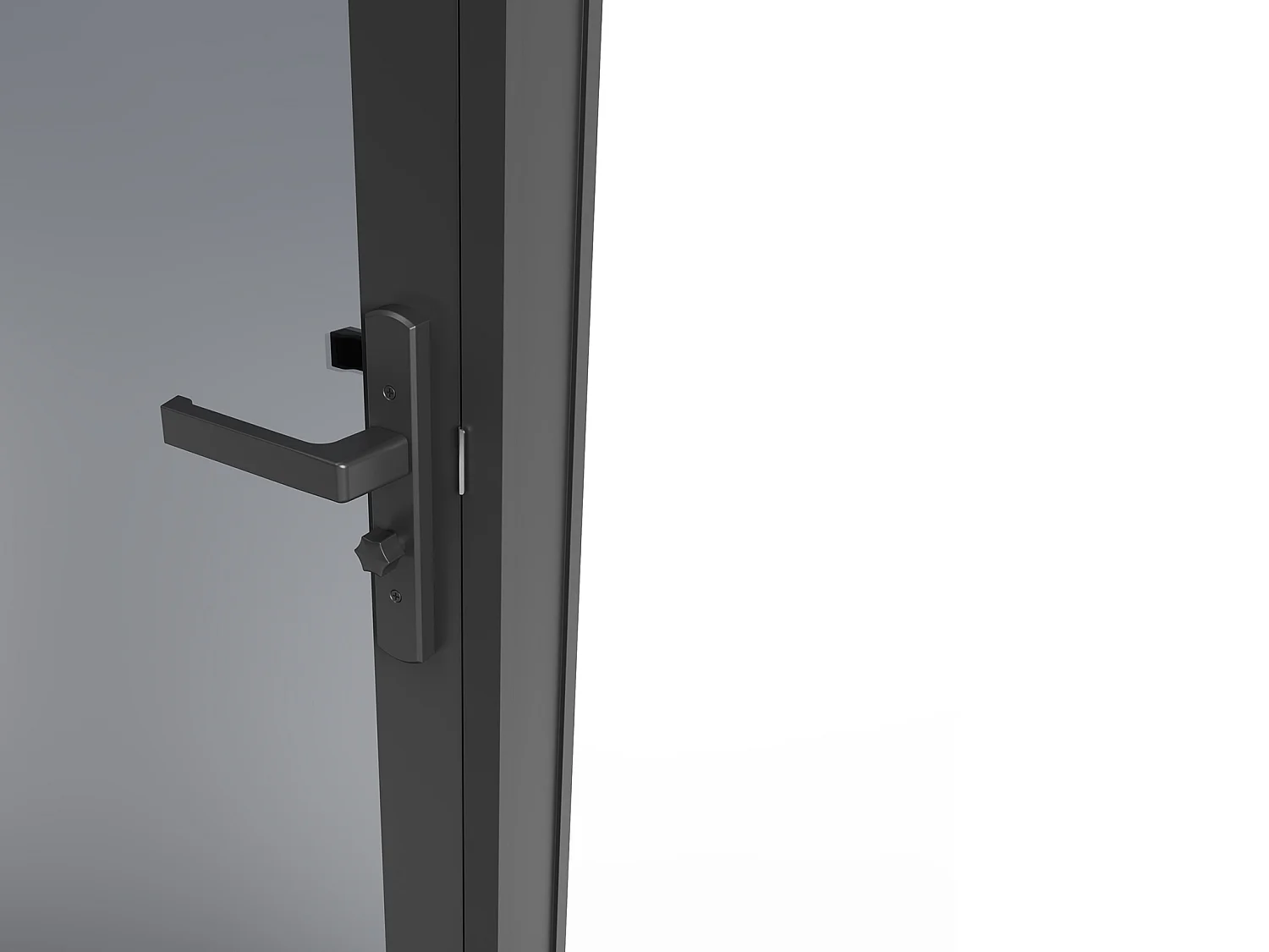 Blocco porta reversibile in alluminio e vetro temperato fumé H204 x L73 cm Nero - LOXTON