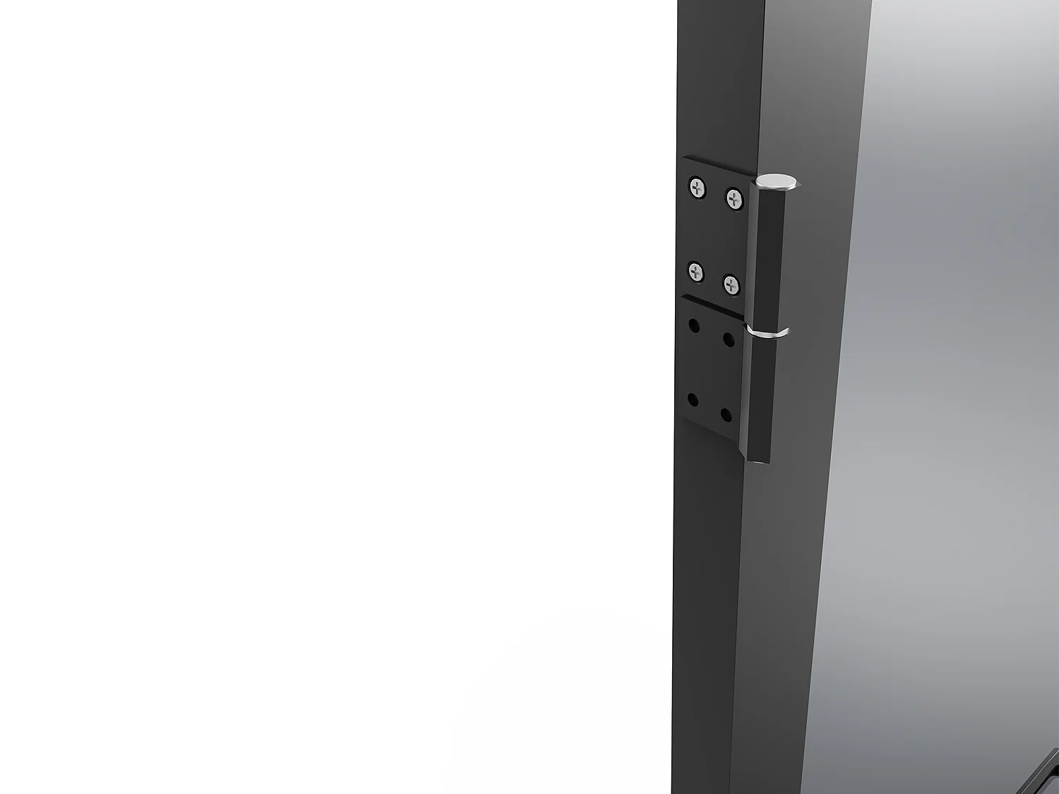 Blocco porta reversibile in alluminio e vetro temperato fumé H204 x L83 cm Nero - LOXTON