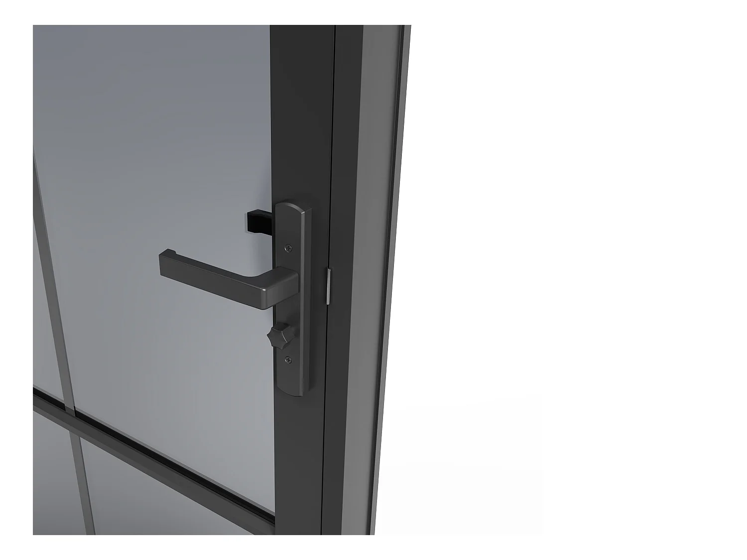 Bloc porte réversible en aluminium et verre trempé fumé - H204 x L83 cm - Noir - SEROTO