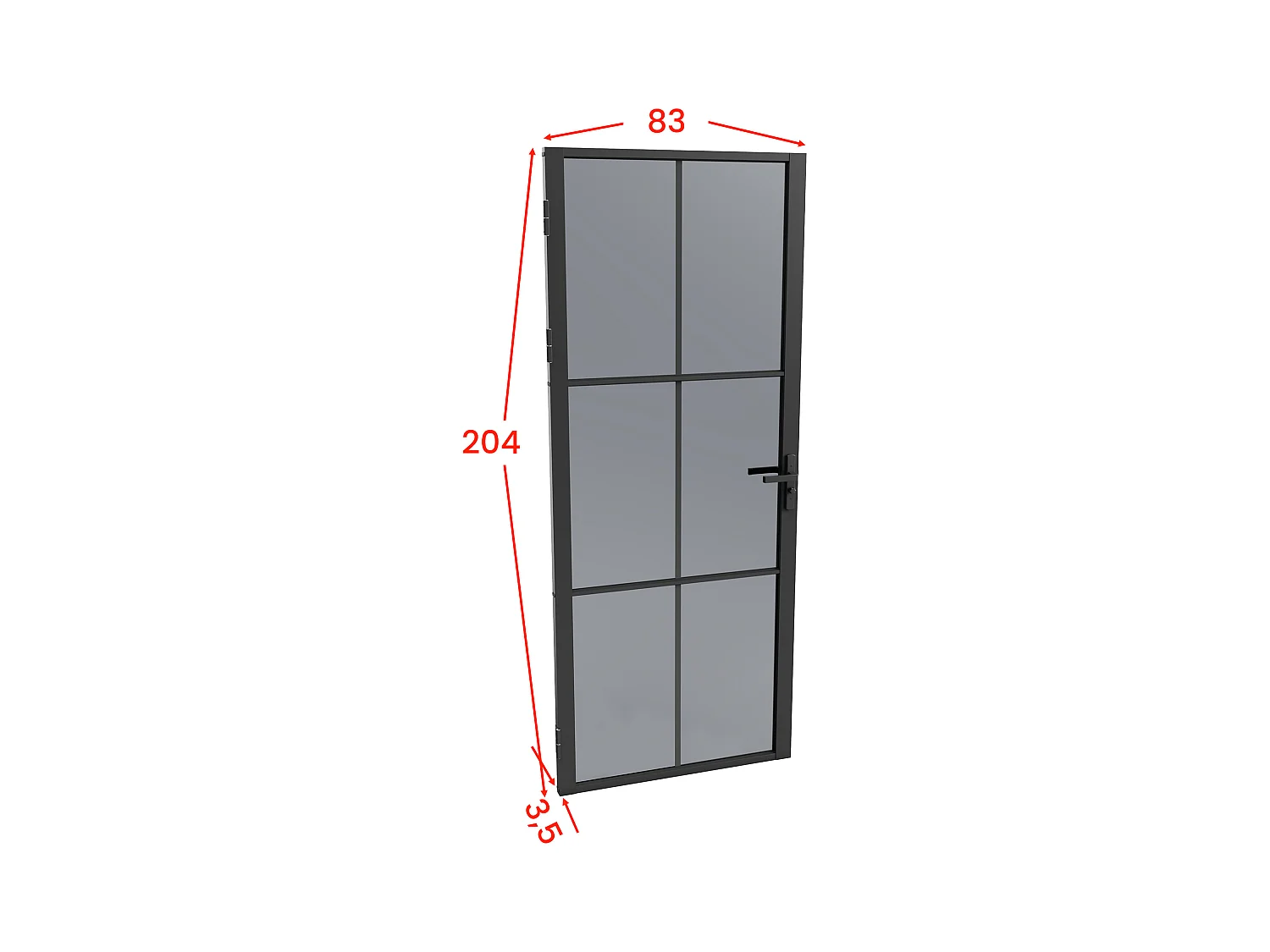Bloc porte réversible en aluminium et verre trempé fumé - H204 x L83 cm - Noir - SEROTO
