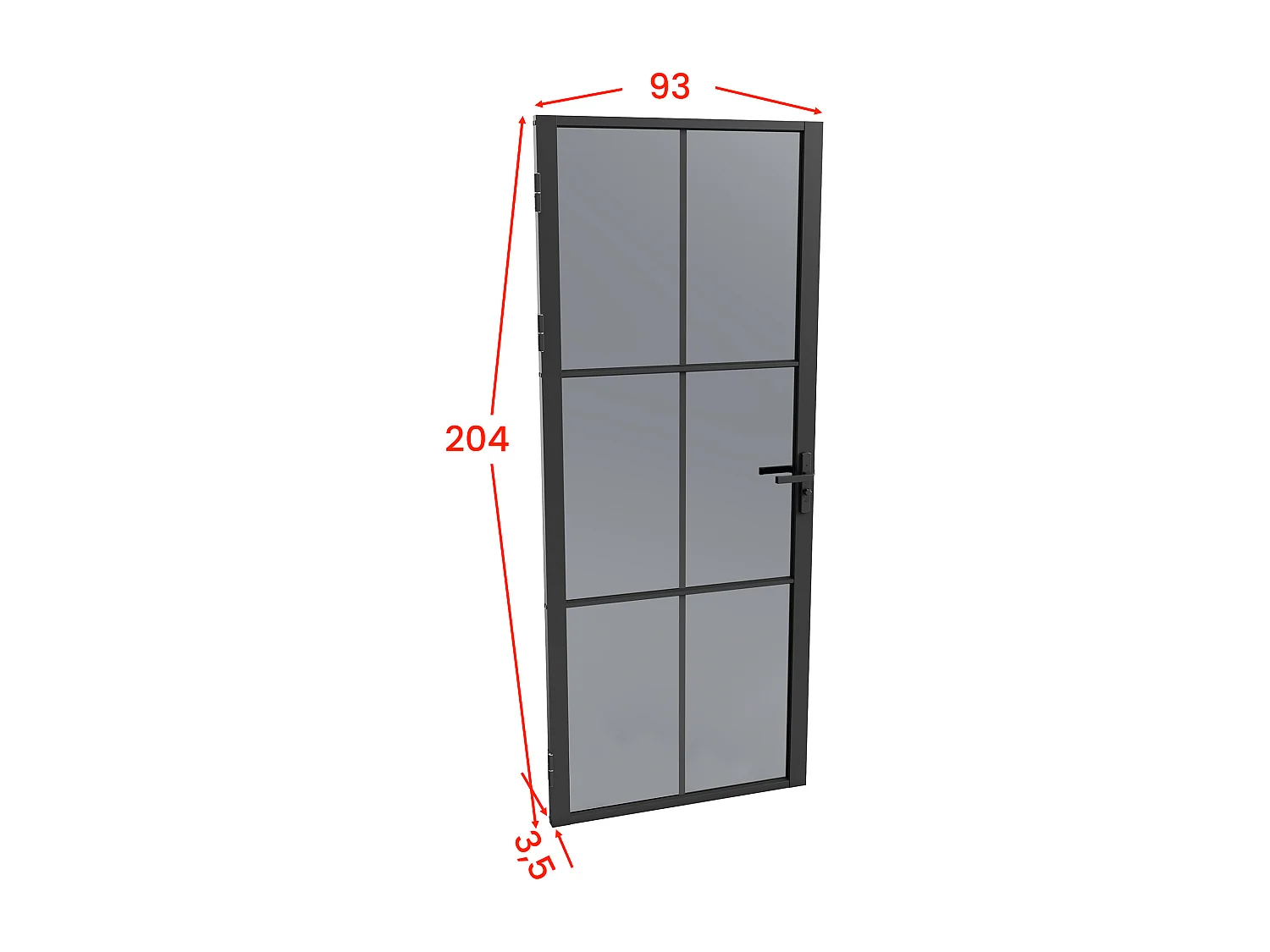 Bloc porte réversible en aluminium et verre trempé fumé - H204 x L93 cm - Noir - SEROTO
