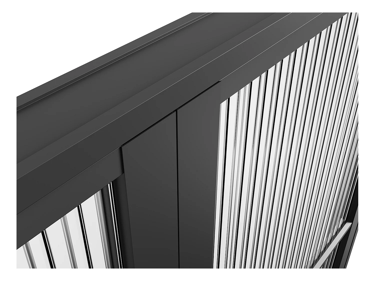 Blocco porta reversibile a due battenti 2 x H204 x L73 cm in Alluminio e Vetro testurizzato Nero - MASERU