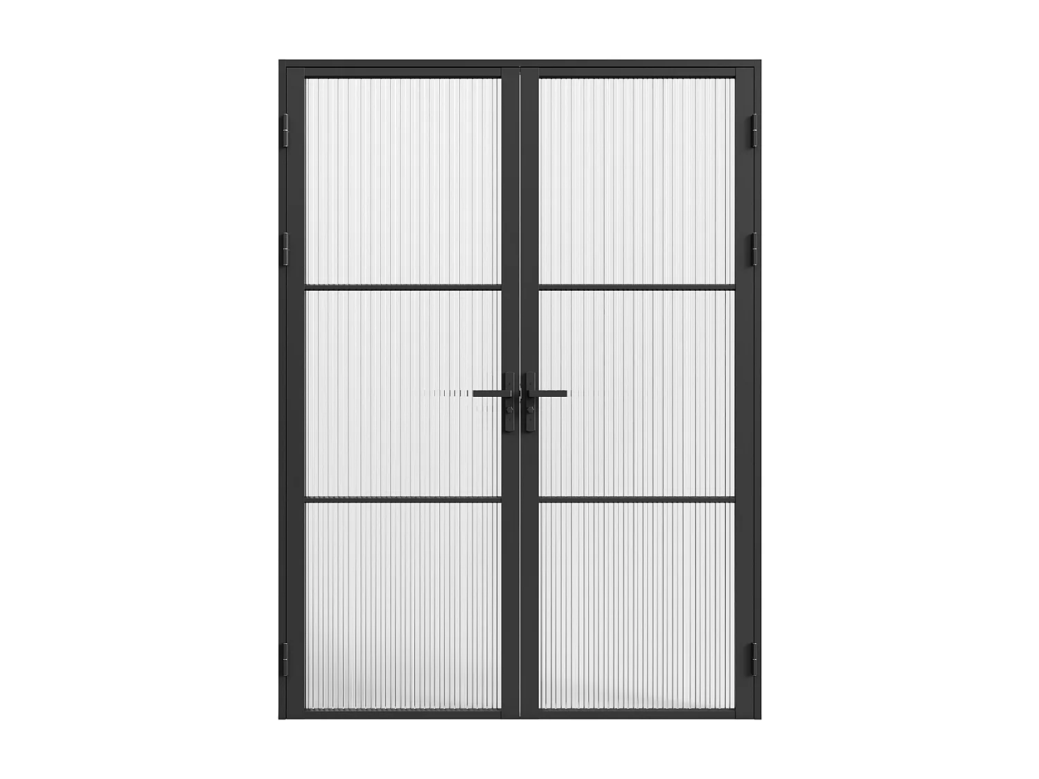 Blocco porta reversibile a due battenti 2 x H204 x L73 cm in Alluminio e Vetro testurizzato Nero - MASERU