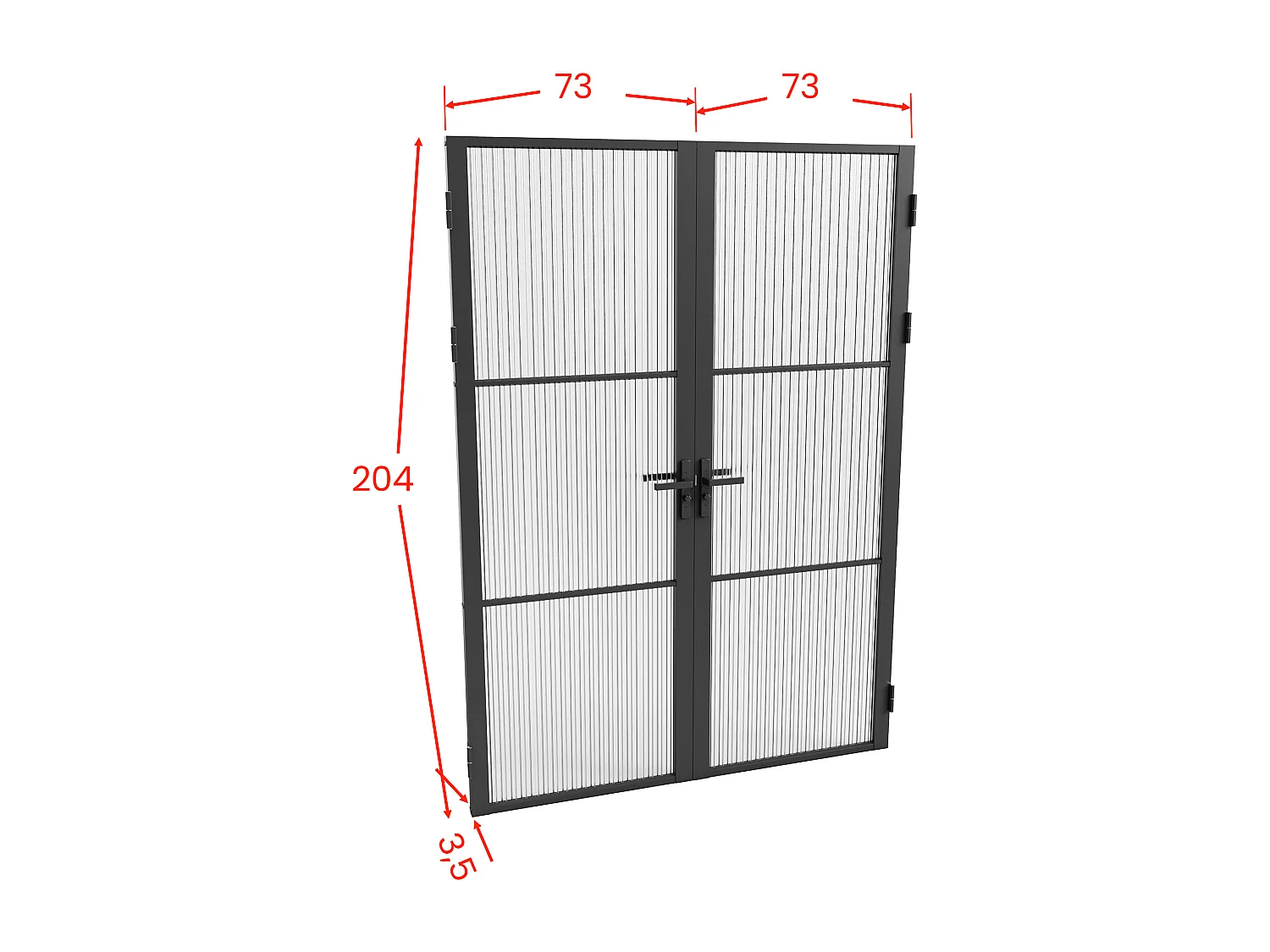Bloc porte réversible à deux battants en aluminium et verre texturé - 2 x H204 x L73 cm - Noir - MASERU