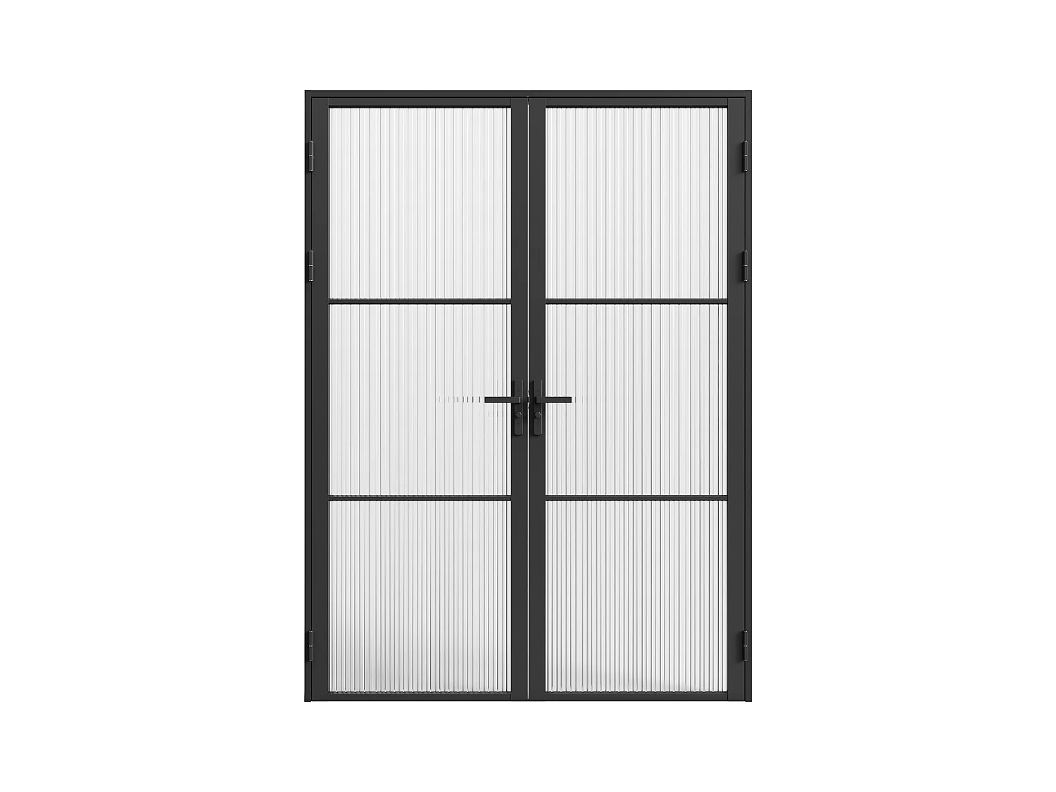 Bloc porte réversible à deux battants en aluminium et verre texturé - 2 x H204 x L83 cm - Noir - MASERU