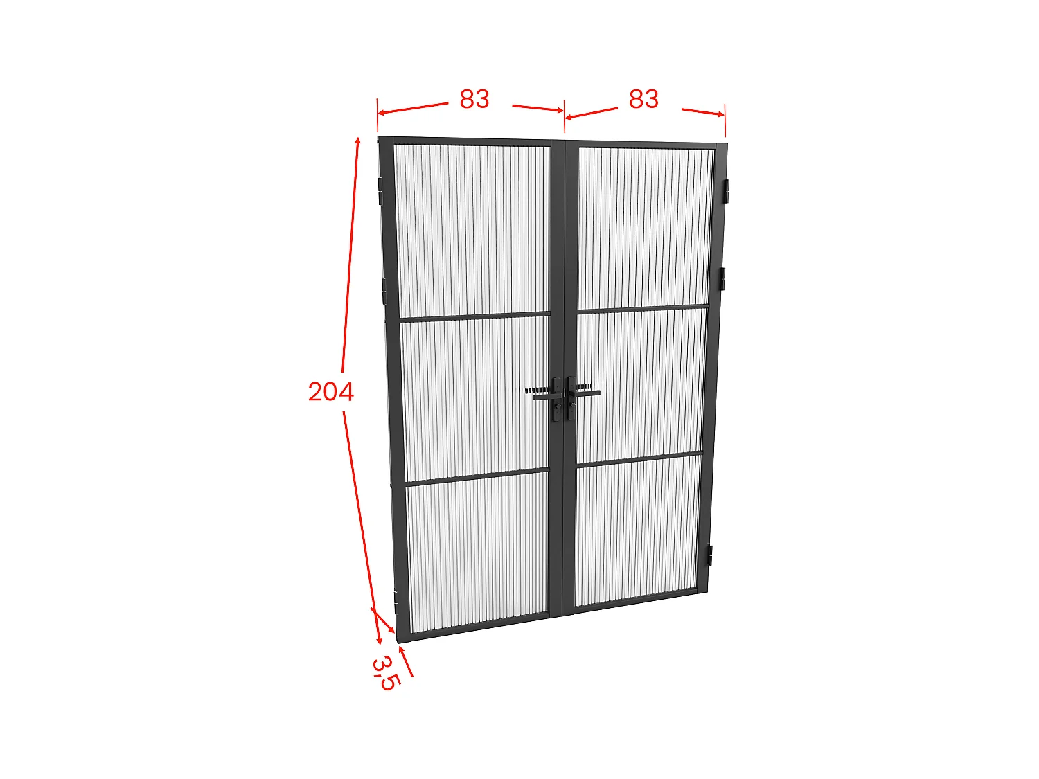 Bloc porte réversible à deux battants en aluminium et verre texturé - 2 x H204 x L83 cm - Noir - MASERU