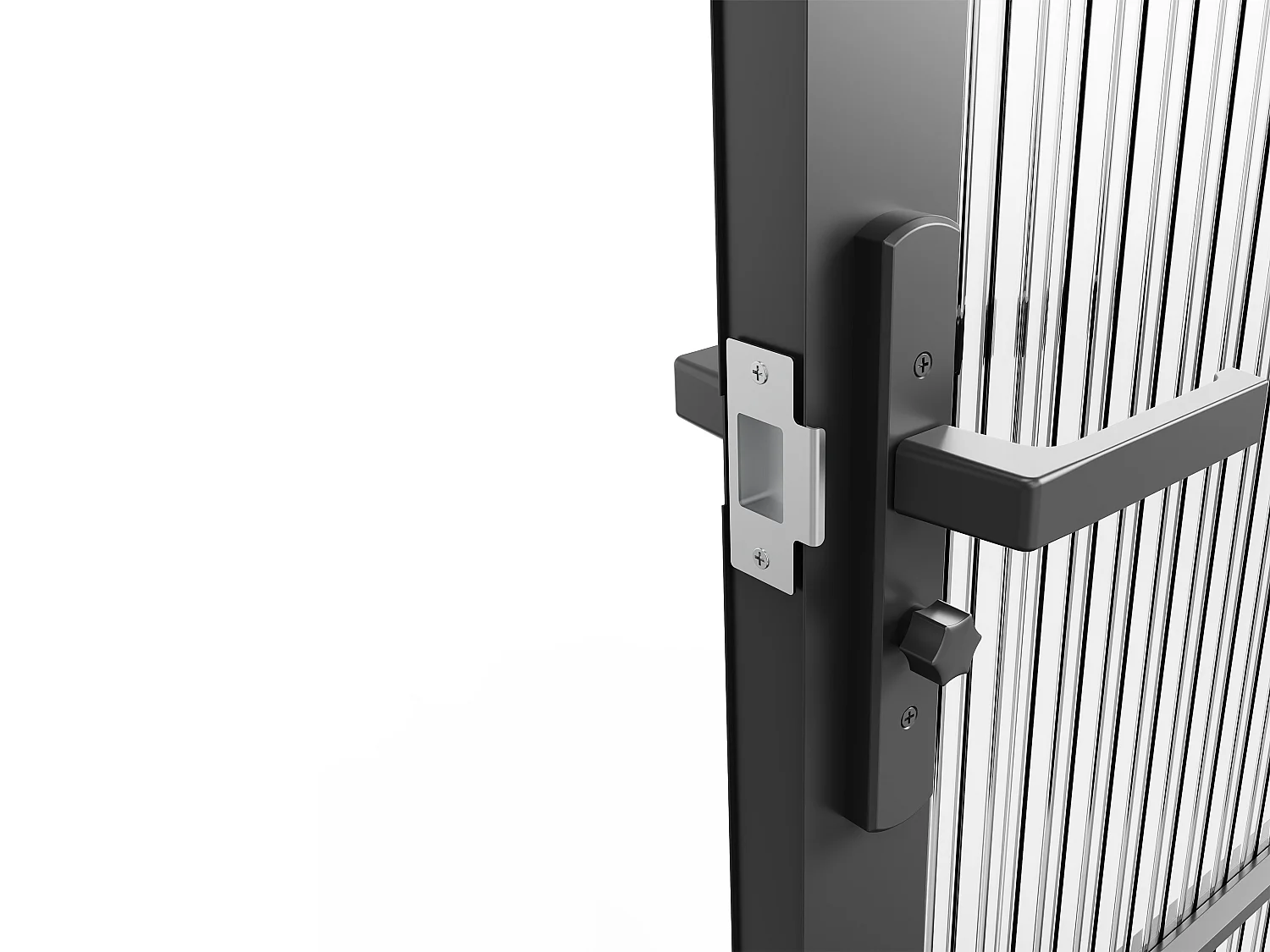 Blocco porta reversibile a due battenti 2 x H204 x L93 cm in Alluminio e Vetro testurizzato Nero - MASERU