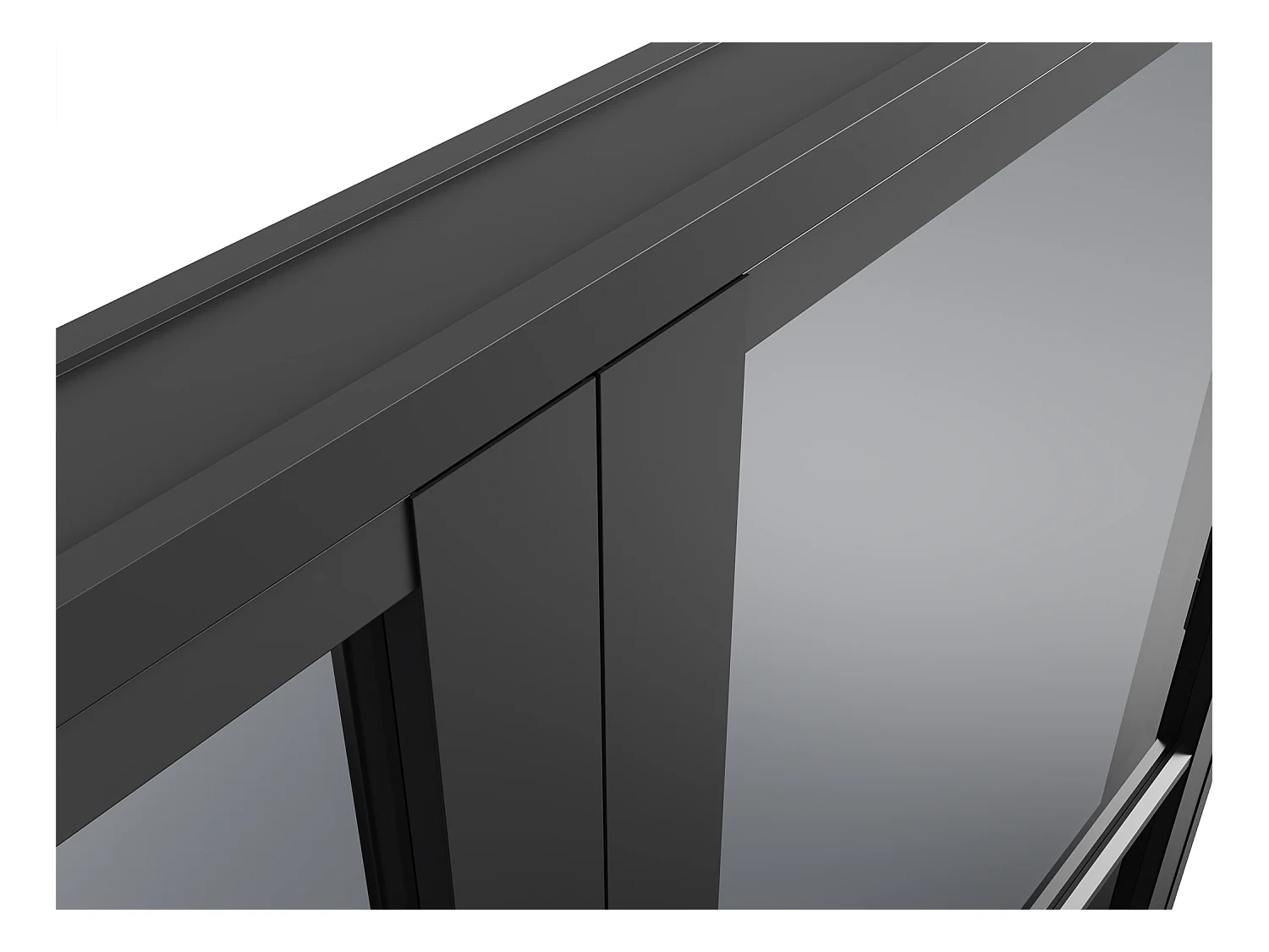 Bloc porte réversible à deux battants en aluminium et verre trempé fumé - 2 x H204 x L83 cm - Noir - MASERU