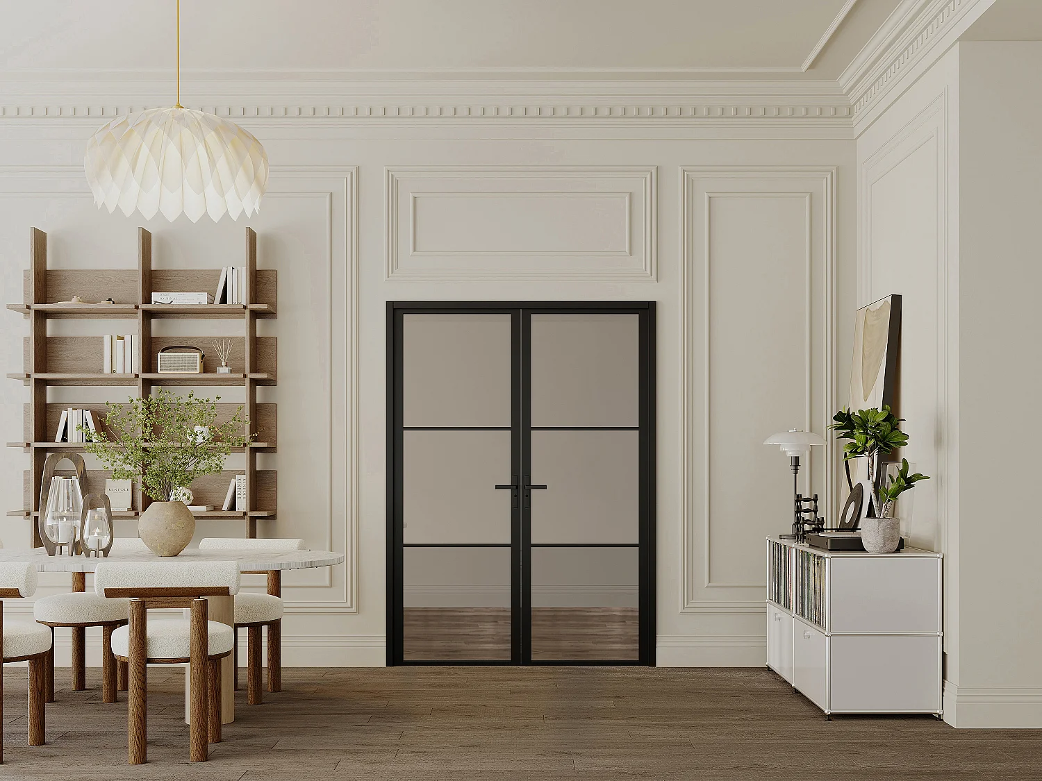 Omkeerbare dubbele deur van aluminium en gerookt glas - 2 x H204 x B83 cm - Zwart - MASERU