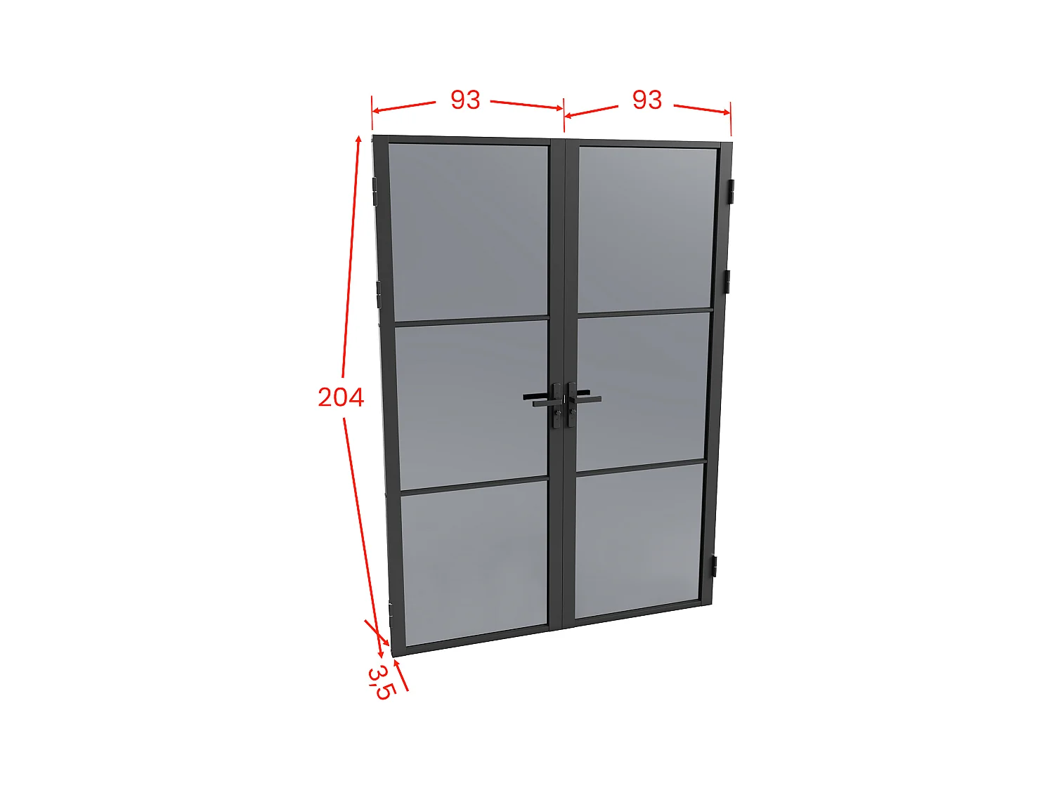 Bloc porte réversible à deux battants en aluminium et verre trempé fumé - 2 x H204 x L93 cm - Noir - MASERU