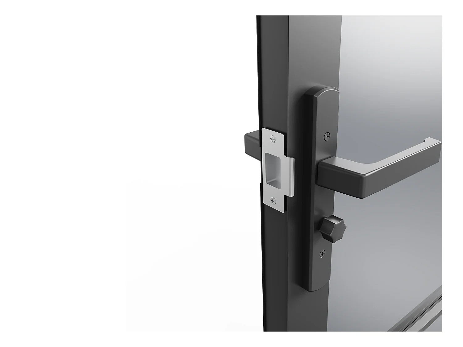 Bloc porte réversible à deux battants en aluminium et verre trempé fumé - 2 x H204 x L93 cm - Noir - MASERU