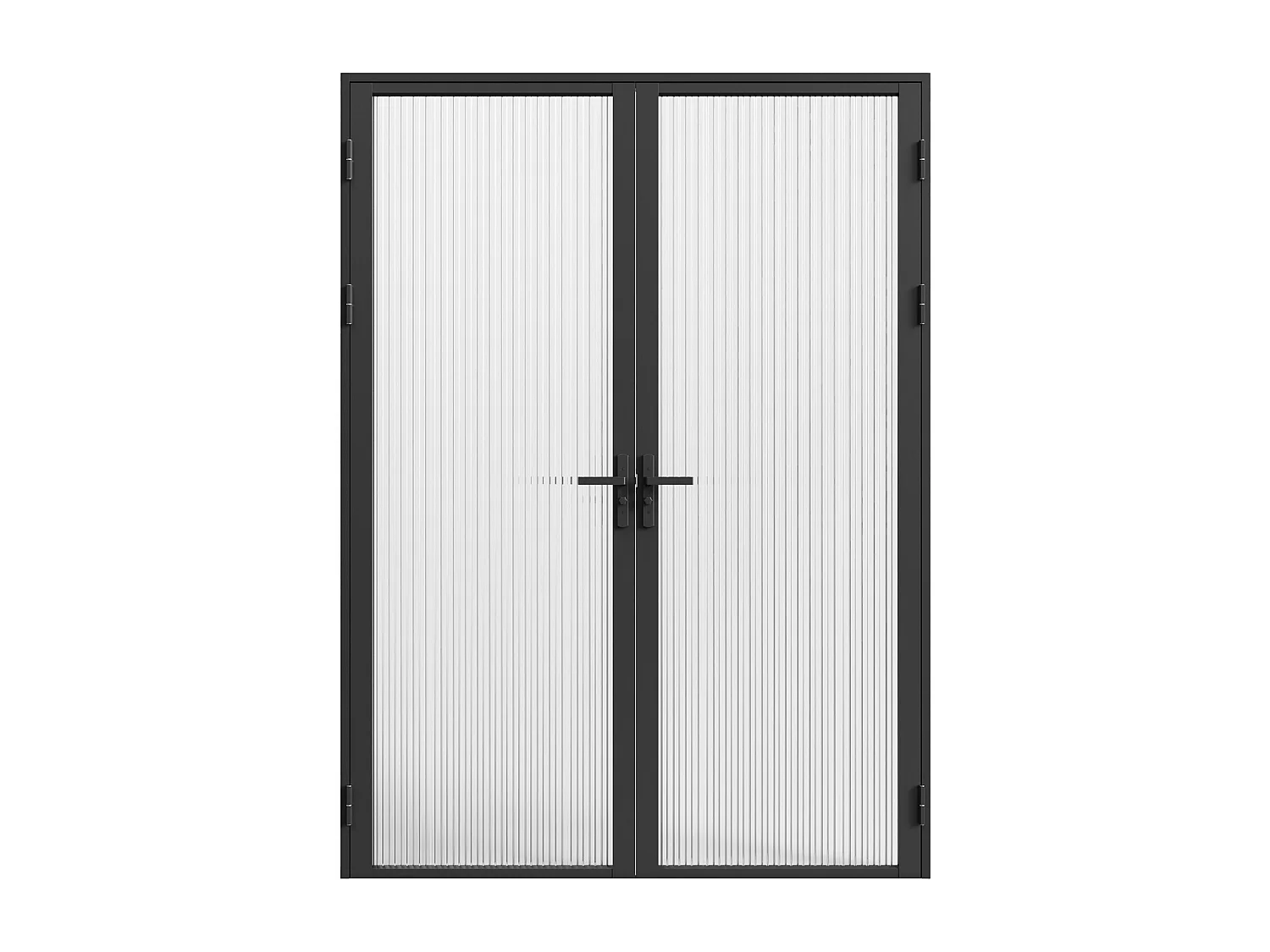 Bloc porte réversible à deux battants en aluminium et verre trempé texturé - 2 x H204 x L73 cm - Noir - LOXTON