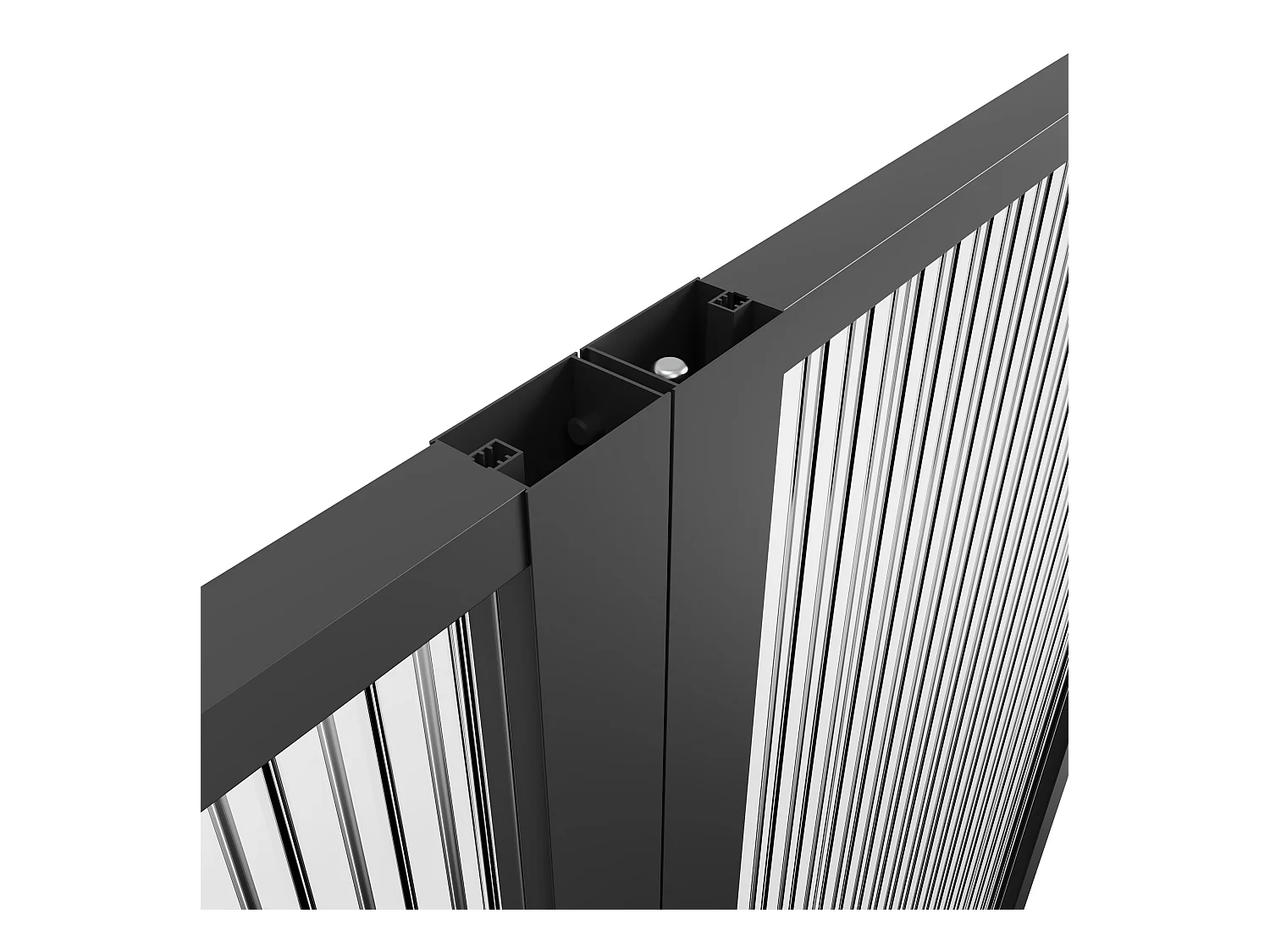 Bloc porte réversible à deux battants en aluminium et verre trempé texturé - 2 x H204 x L73 cm - Noir - LOXTON