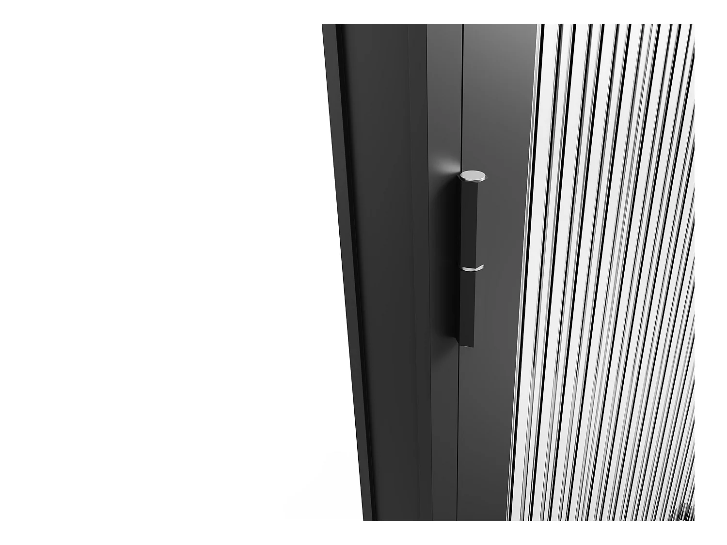 Bloc porte réversible à deux battants en aluminium et verre trempé texturé - 2 x H204 x L73 cm - Noir - LOXTON