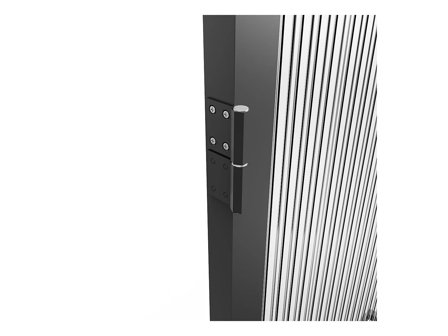 Bloc porte réversible à deux battants en aluminium et verre trempé texturé - 2 x H204 x L73 cm - Noir - LOXTON