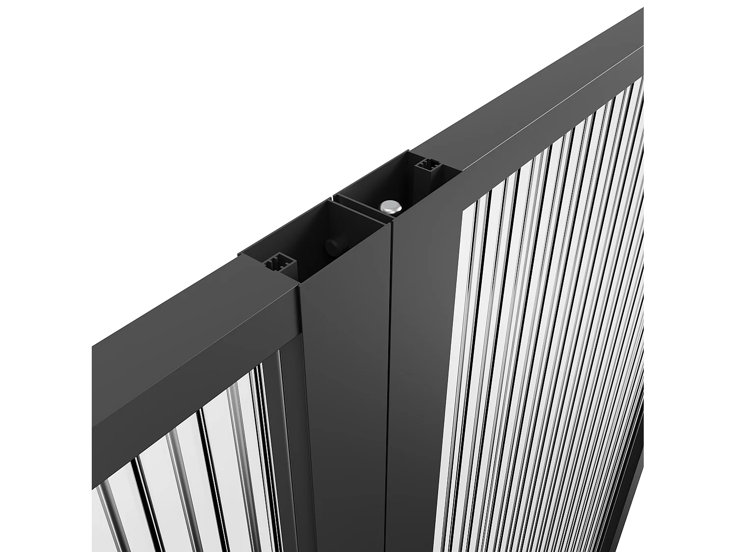 Bloc porte réversible à deux battants en aluminium et verre trempé texturé - 2 x H204 x L73 cm - Noir - LOXTON