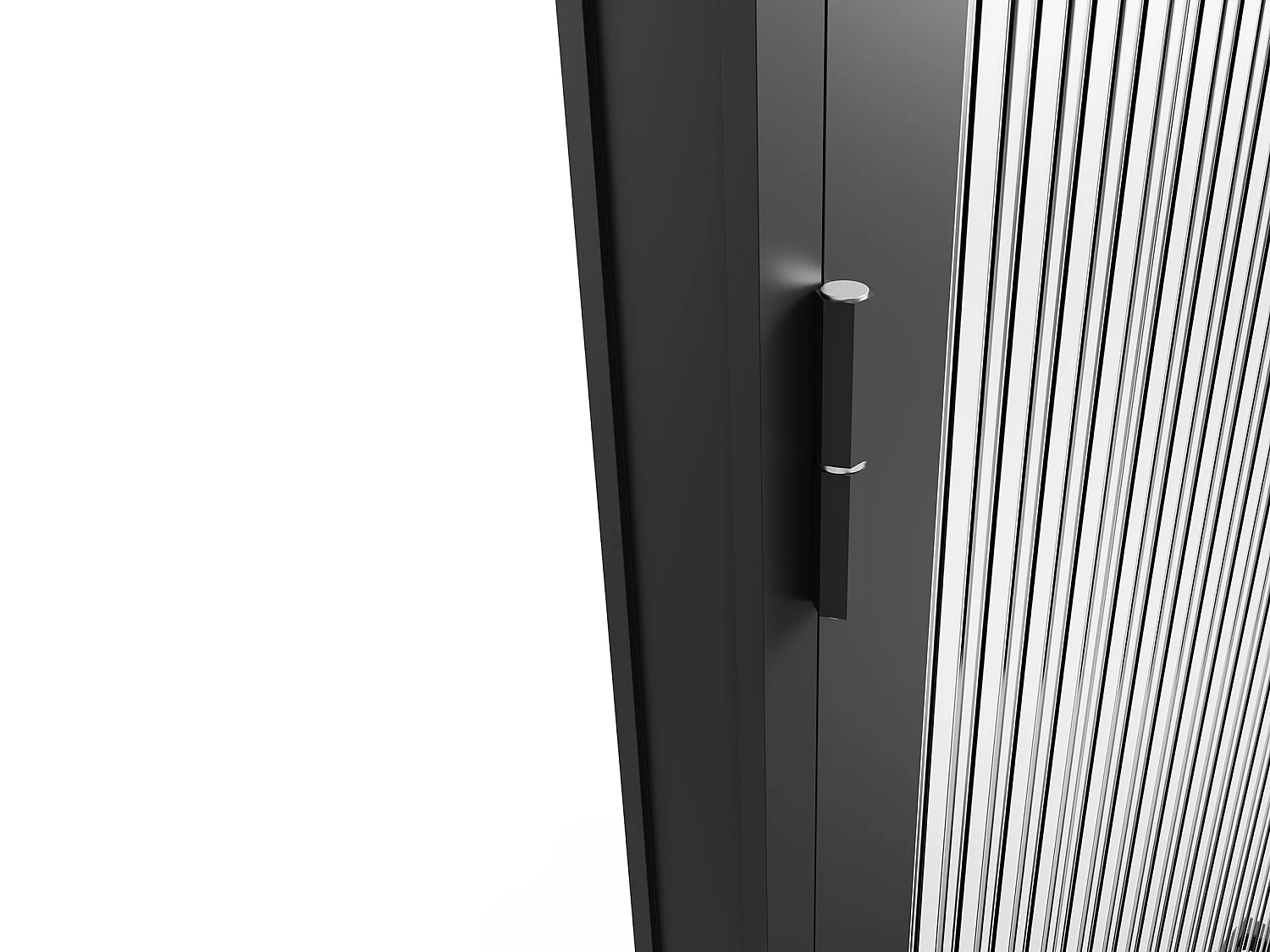 Bloc porte réversible à deux battants en aluminium et verre trempé texturé - 2 x H204 x L83 cm - Noir - LOXTON