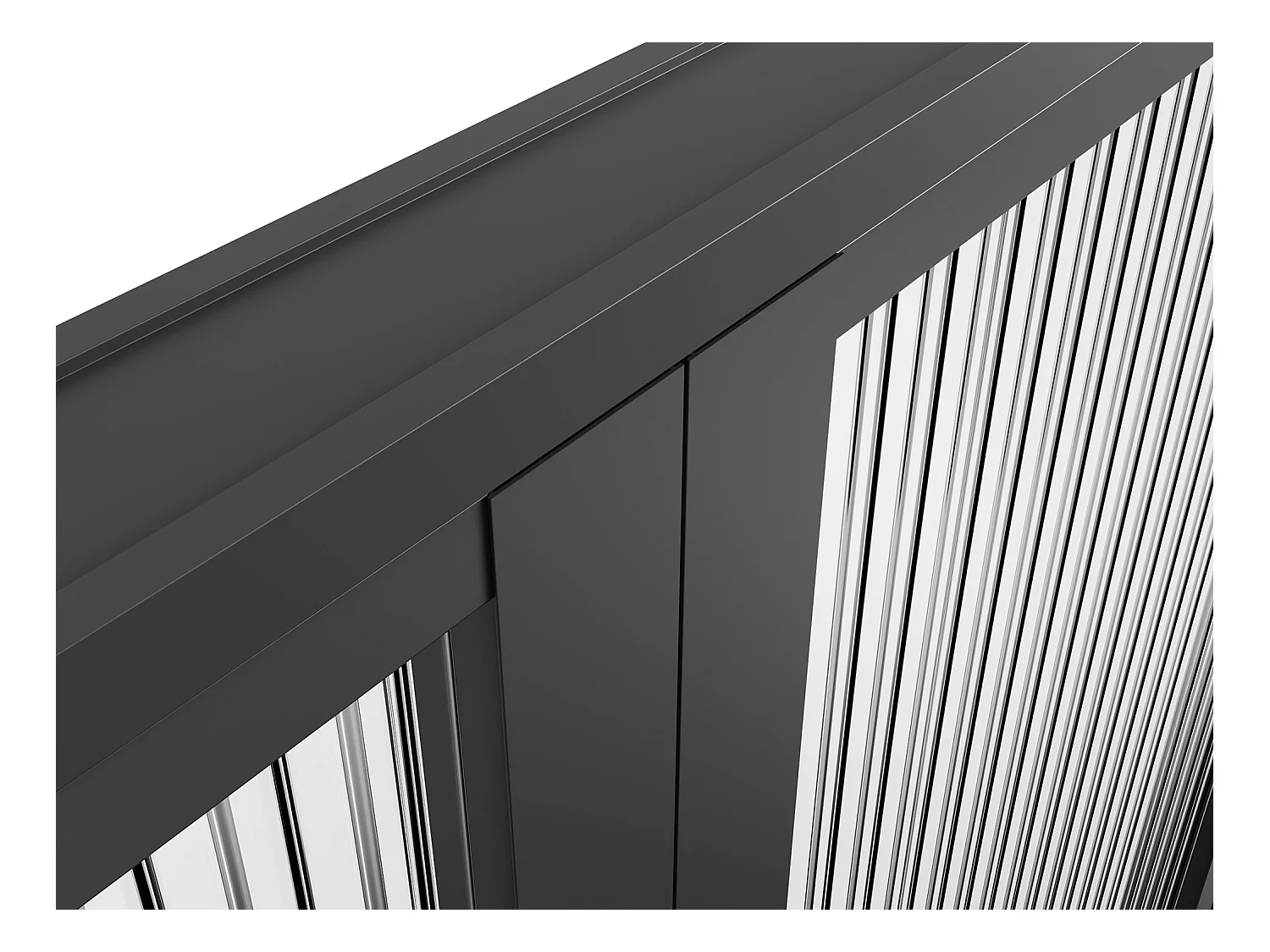 Bloc porte réversible à deux battants en aluminium et verre trempé texturé - 2 x H204 x L83 cm - Noir - LOXTON