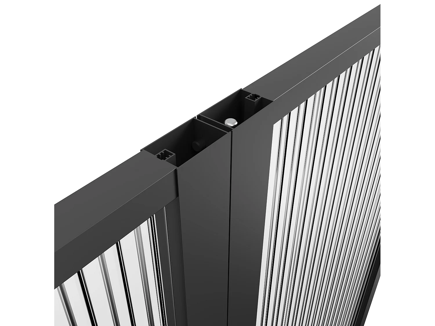 Bloc porte réversible à deux battants en aluminium et verre trempé texturé - 2 x H204 x L83 cm - Noir - LOXTON