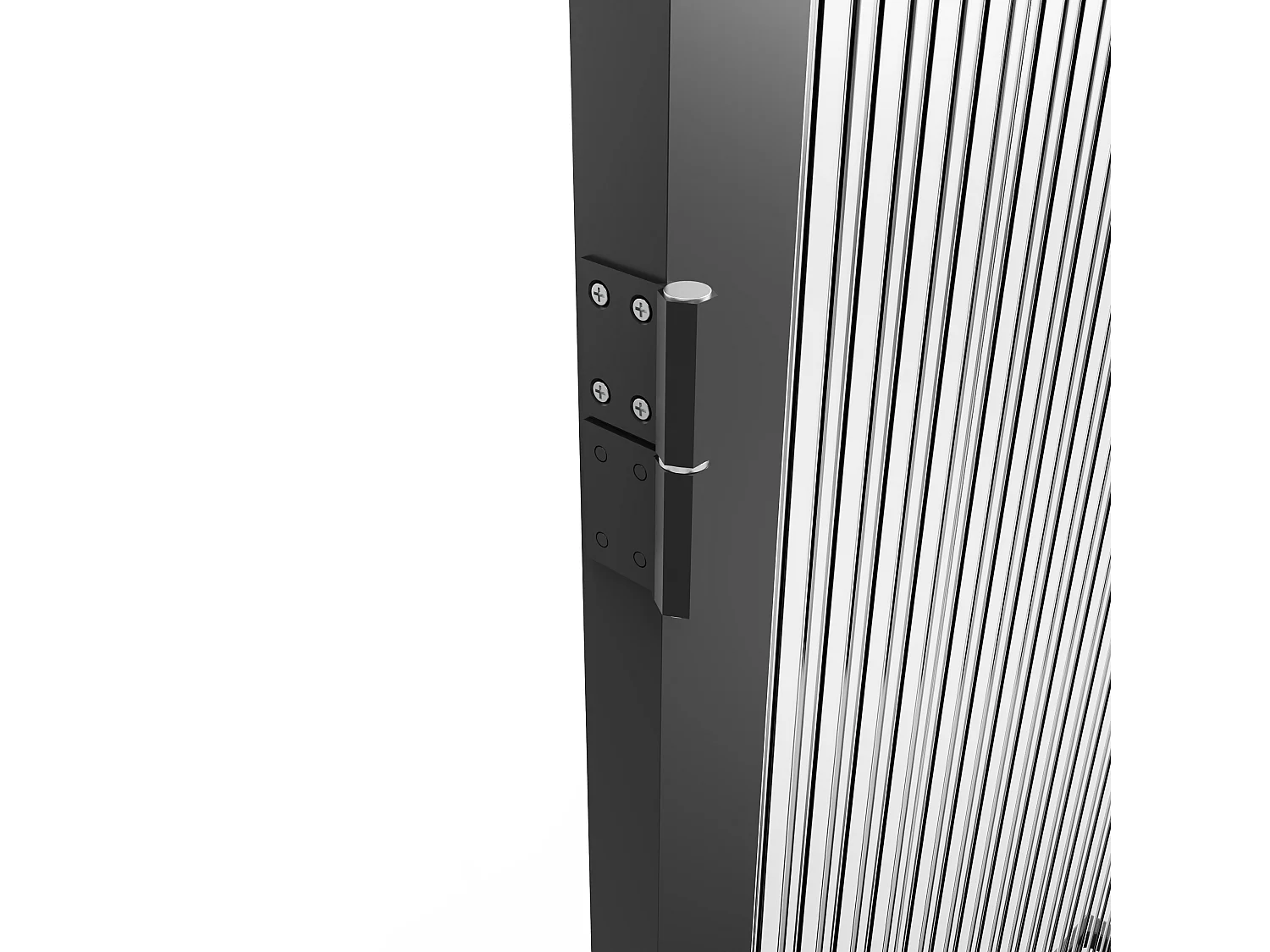 Bloc porte réversible à deux battants en aluminium et verre trempé texturé - 2 x H204 x L83 cm - Noir - LOXTON