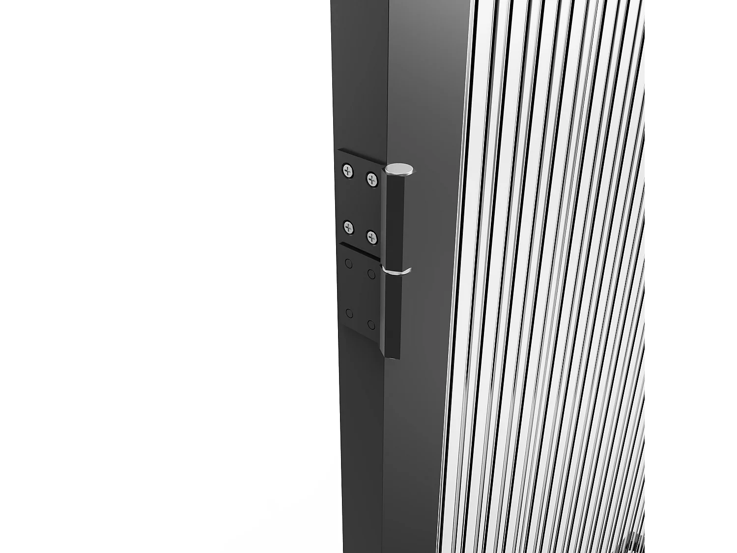 Tür-Set - zwei Flügel - wendbar - Aluminium & strukturiertes Sicherheitsglas - 2 x 204 x 93 cm - Schwarz - LOXTON