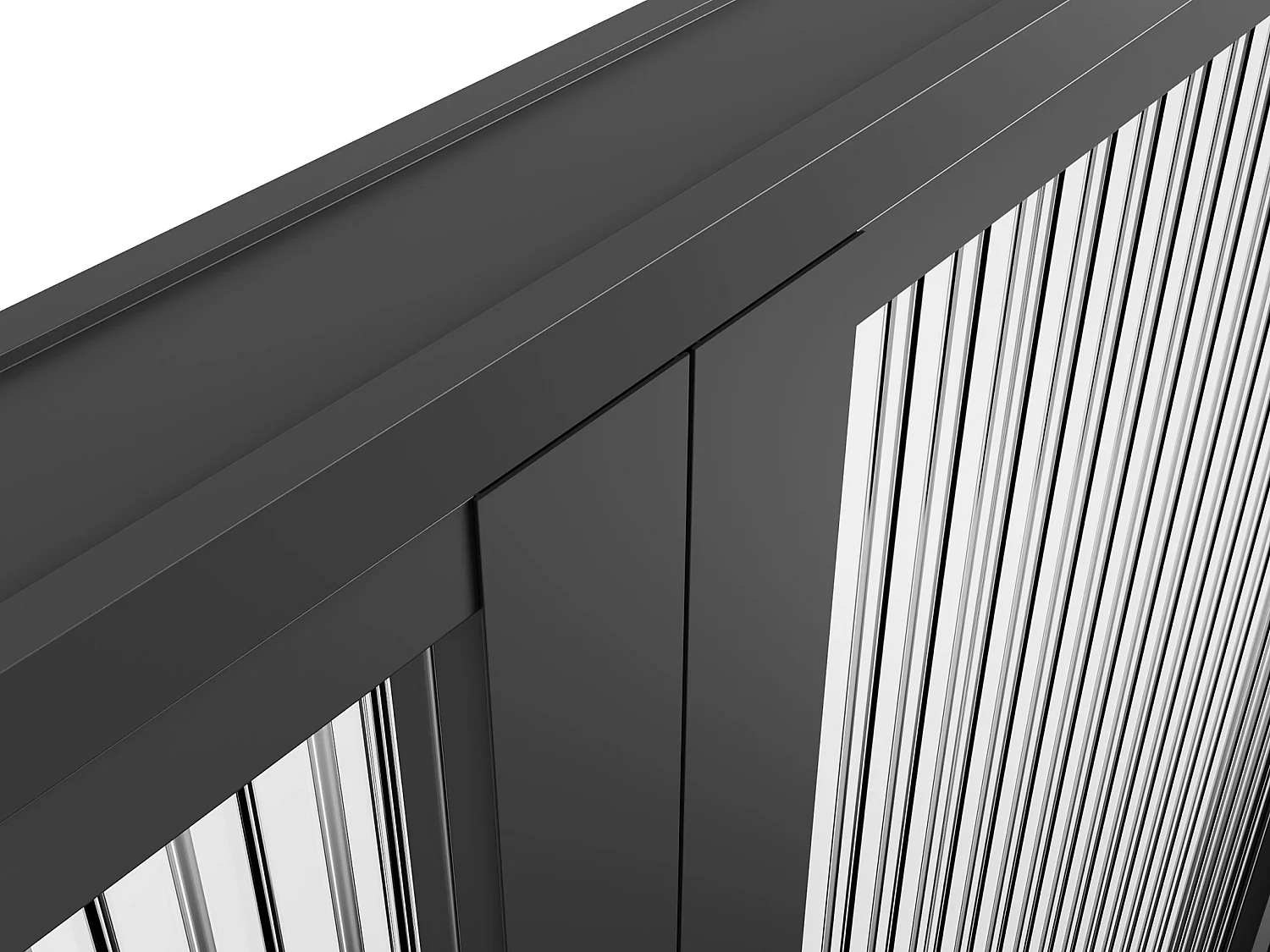 Omkeerbare dubbele deur van aluminium en gehard glas met textuur - 2 x H204 x B93 cm - Zwart - LOXTON