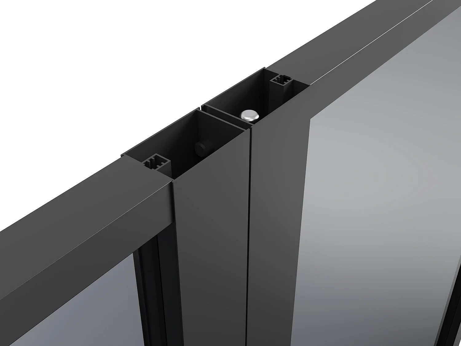 Tür-Set - zwei Flügel - wendbar - Aluminium & getöntes Sicherheitsglas - 2 x 204 x 73 cm - Schwarz - LOXTON