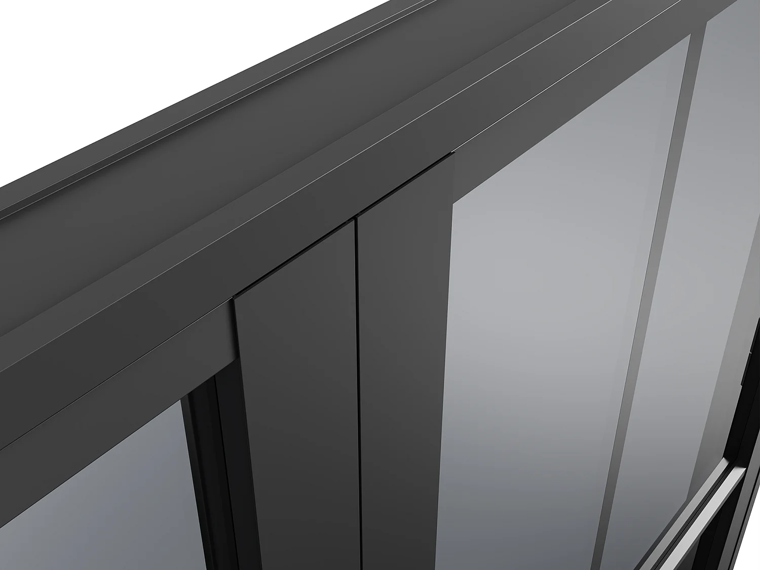 Tür-Set - zwei Flügel - wendbar - Aluminium & getöntes Sicherheitsglas - 2 x 204 x 93 cm - Schwarz - SEROTO