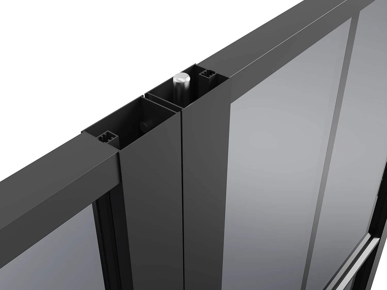 Tür-Set - zwei Flügel - wendbar - Aluminium & getöntes Sicherheitsglas - 2 x 204 x 93 cm - Schwarz - SEROTO