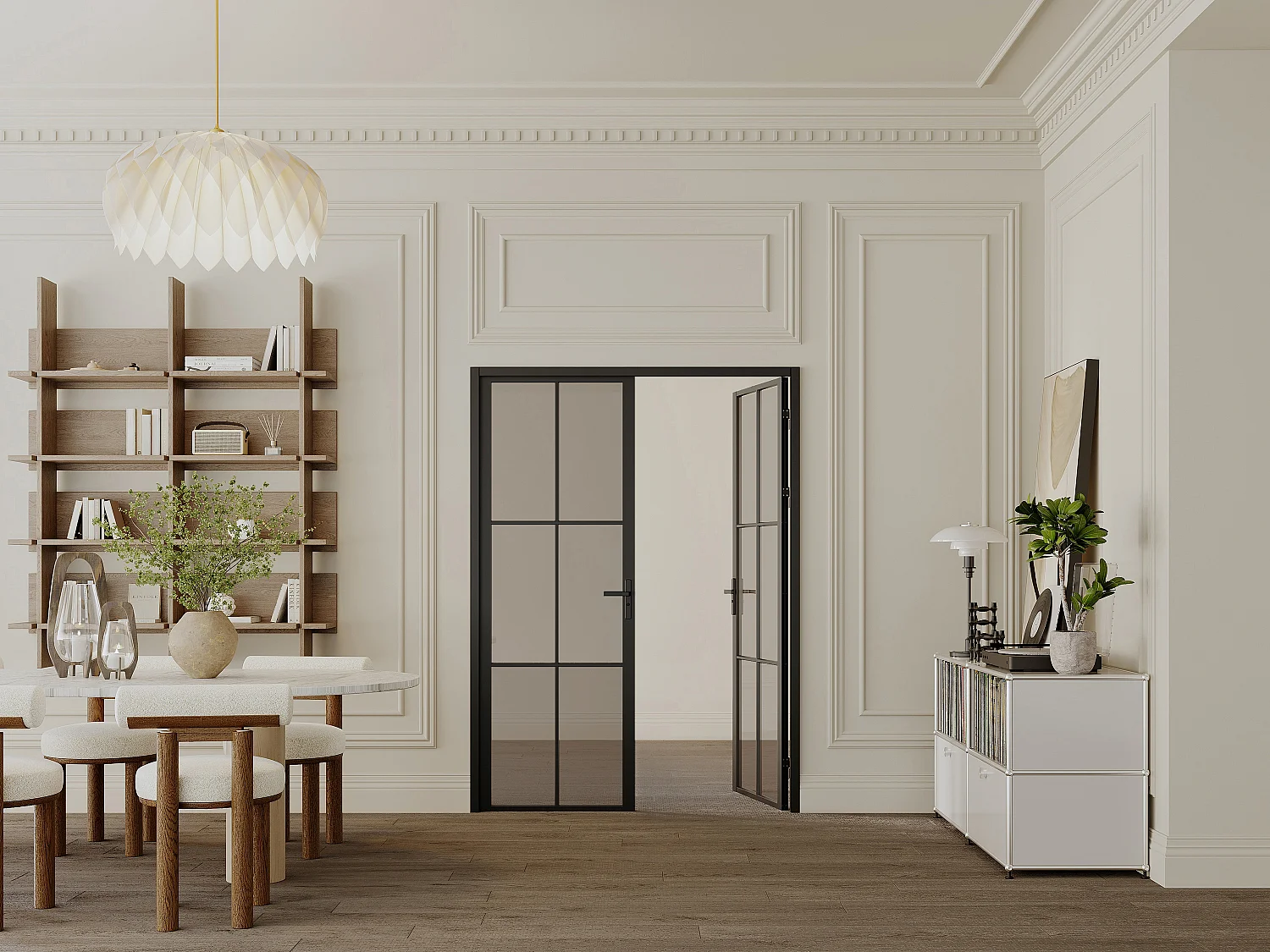 Tür-Set - zwei Flügel - wendbar - Aluminium & getöntes Sicherheitsglas - 2 x 204 x 93 cm - Schwarz - SEROTO