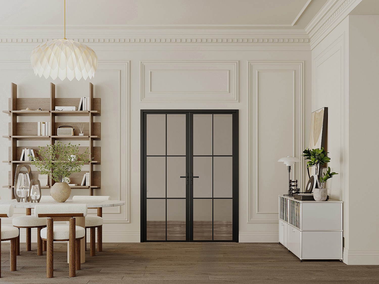 Vente-unique Tür-Set - Zwei Flügel - Wendbar - Aluminium & Getöntes Sicherheitsglas - 2 X 204 X 93 Cm - Schwarz - Seroto
