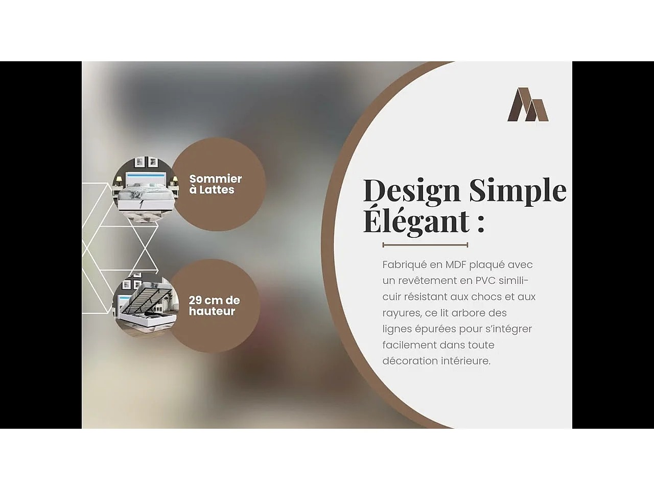 Lit coffre de rangement 140x190 cm avec tête de lit LED - 12 lattes - Clementine - Montage rapide et facile - Revêtement PVC simili facile d'entretien