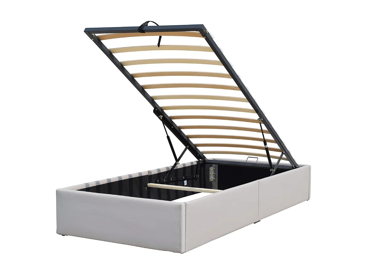 Lit Coffre Tissu 120x200 cm - 12 Lattes - Montage Rapide et Entretien Facile